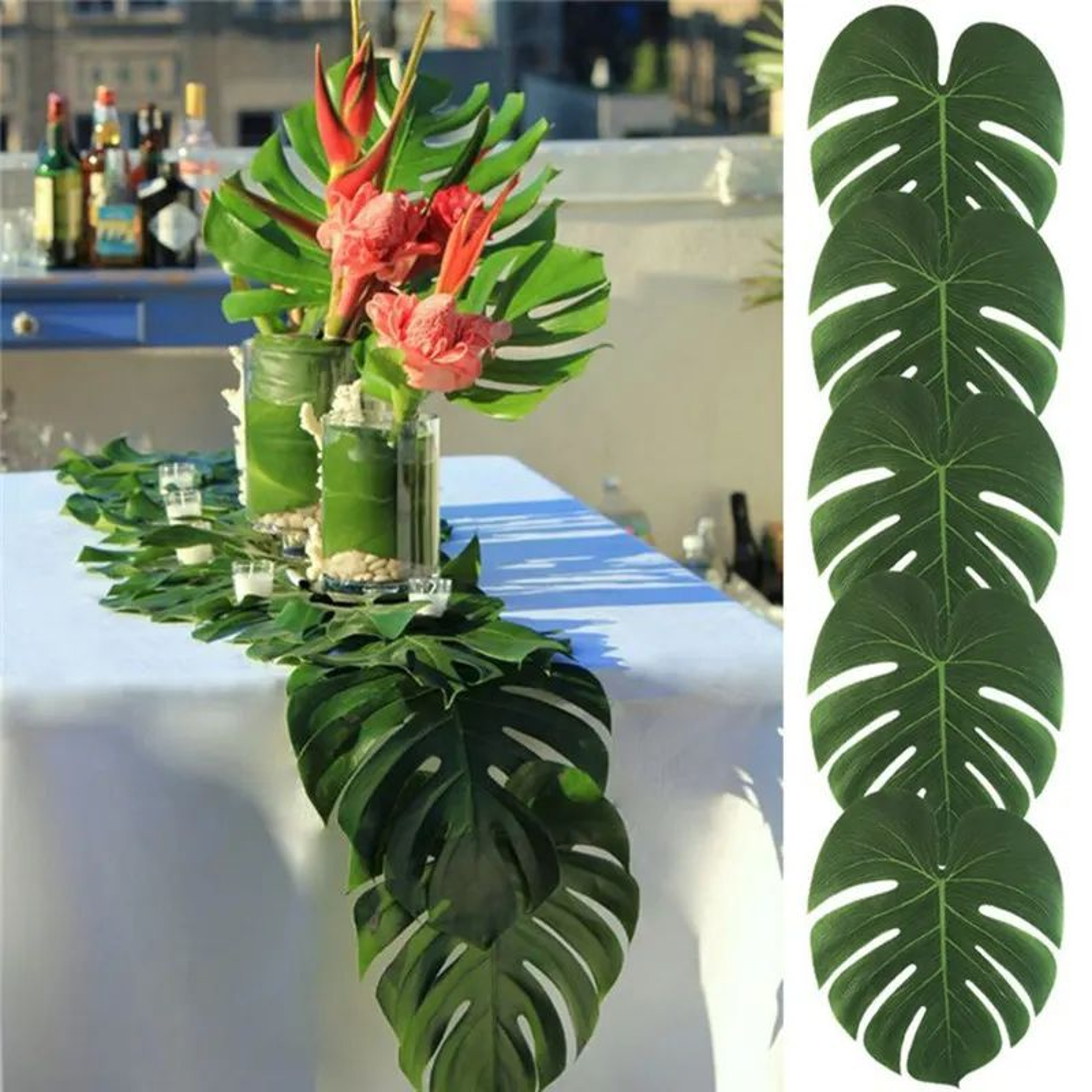 Artificial Tropical Palm Leaves Party Decor Set 2