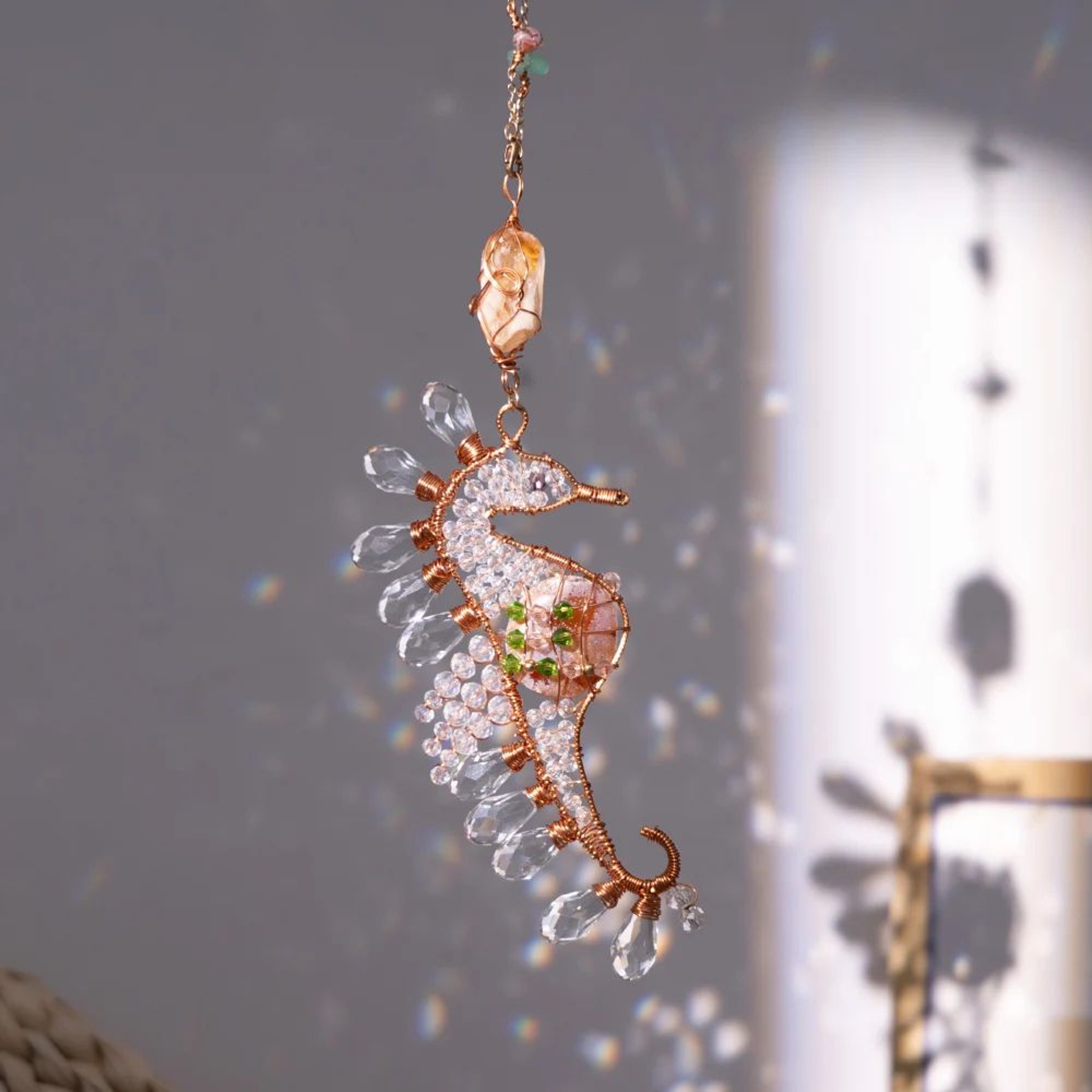 Crystal Sun Moon Wind Chime Prism Suncatcher Decor 9
