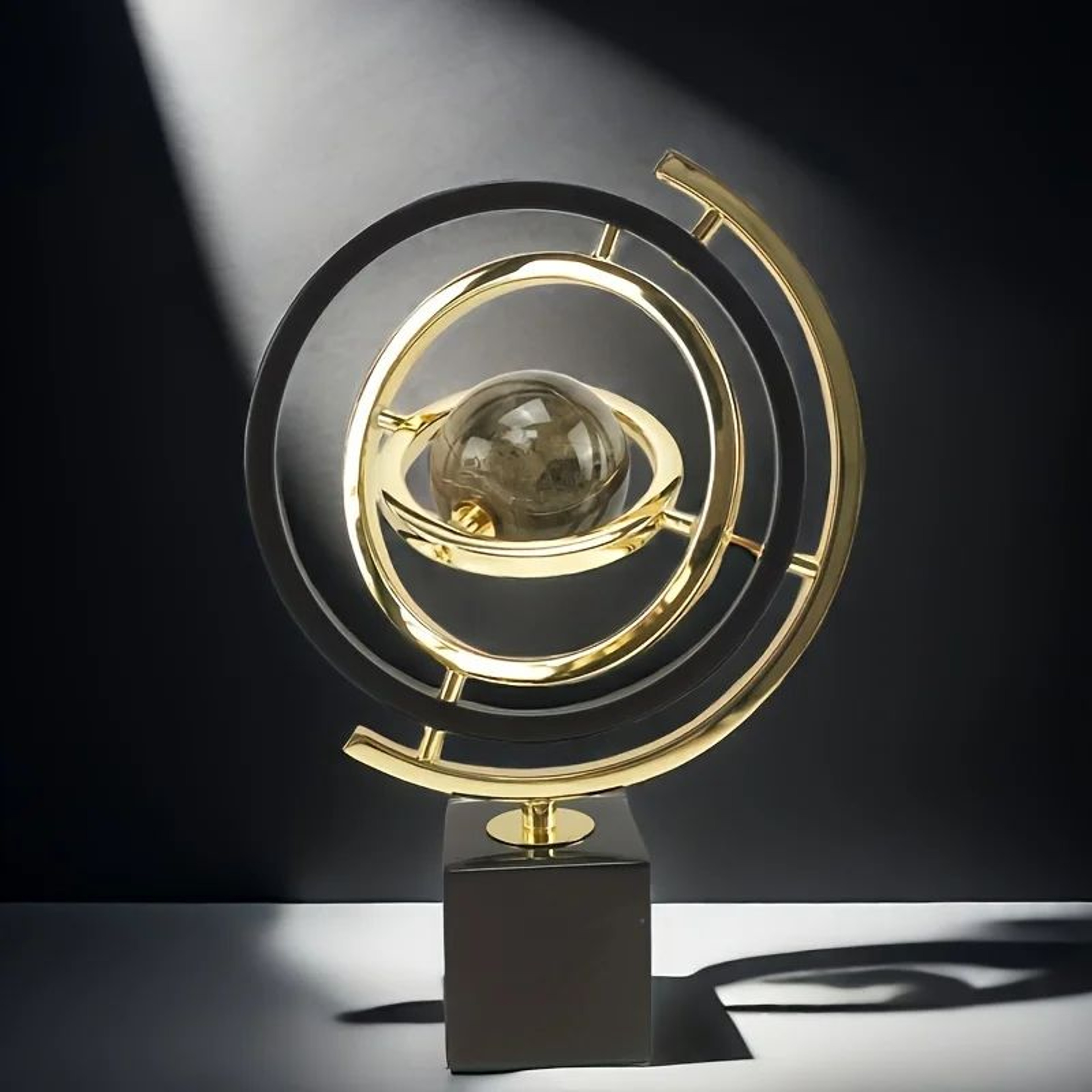 Modern Metal Globe Sculpture Black Gold Home Decor 2