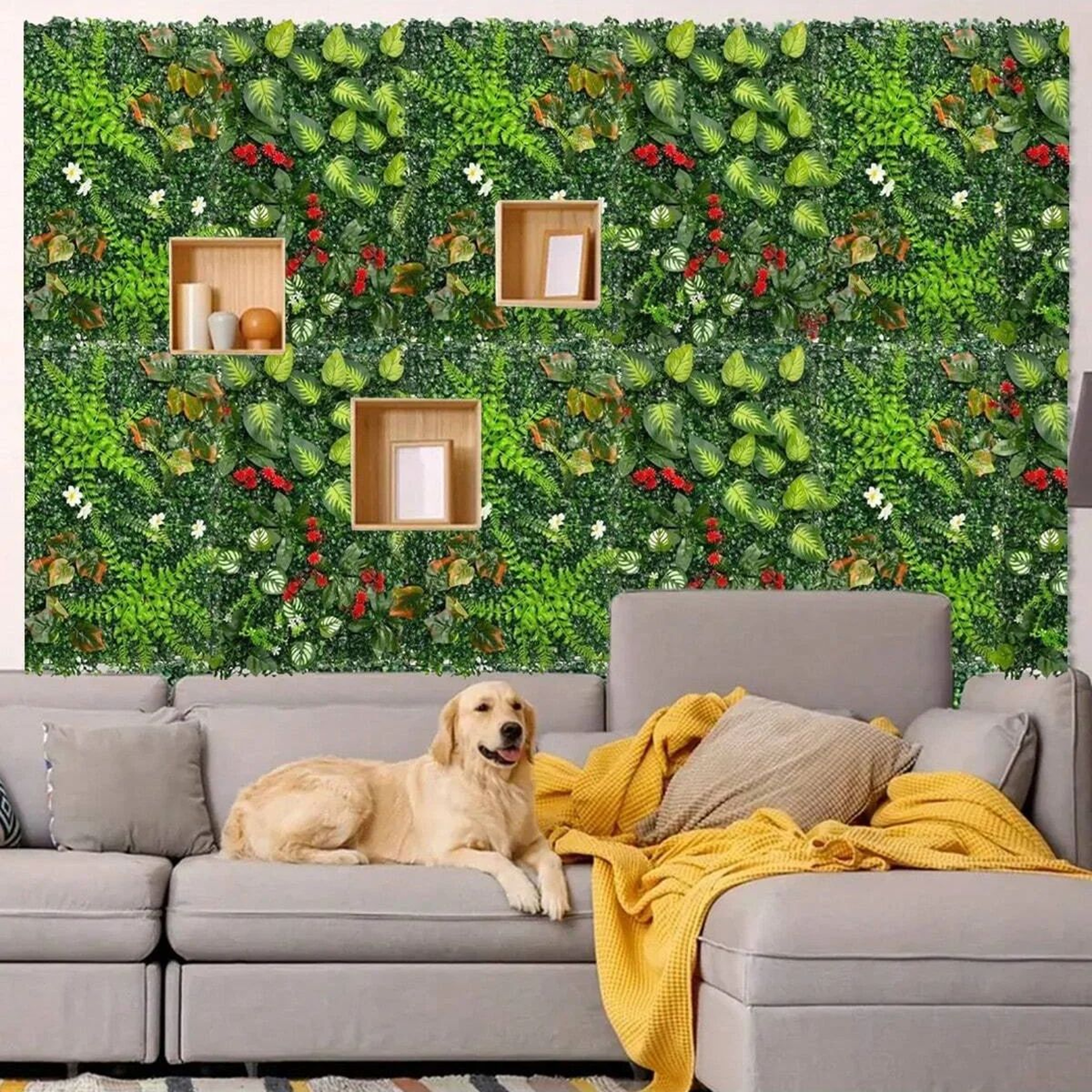 Artificial Grass Wall Panel Flower Privacy Decor 2