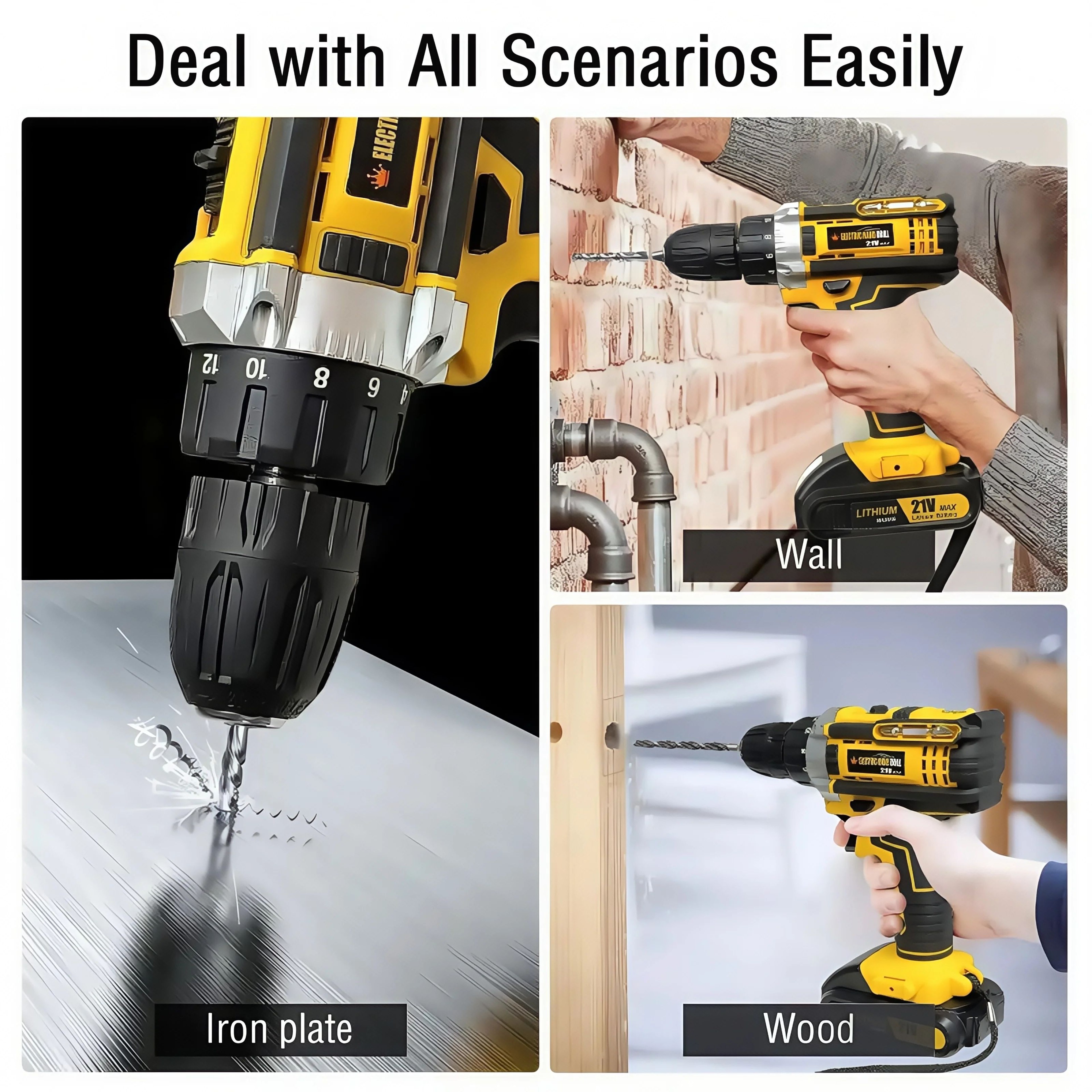 Lithium Cordless Electric Screwdriver Drill Combo Kit 10