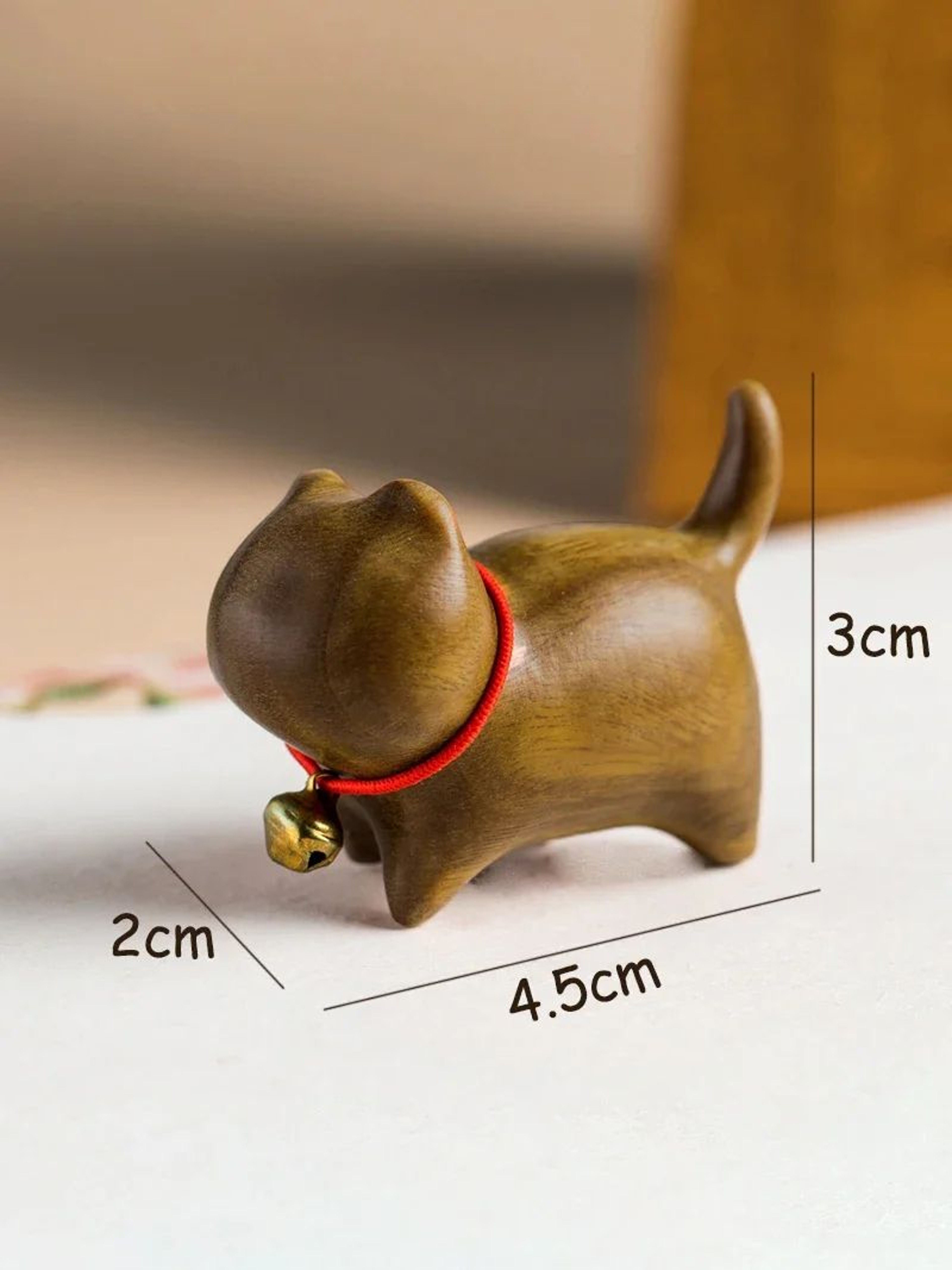 Hand Carved Wooden Cat Figurine Small Natural Wood Decor 9