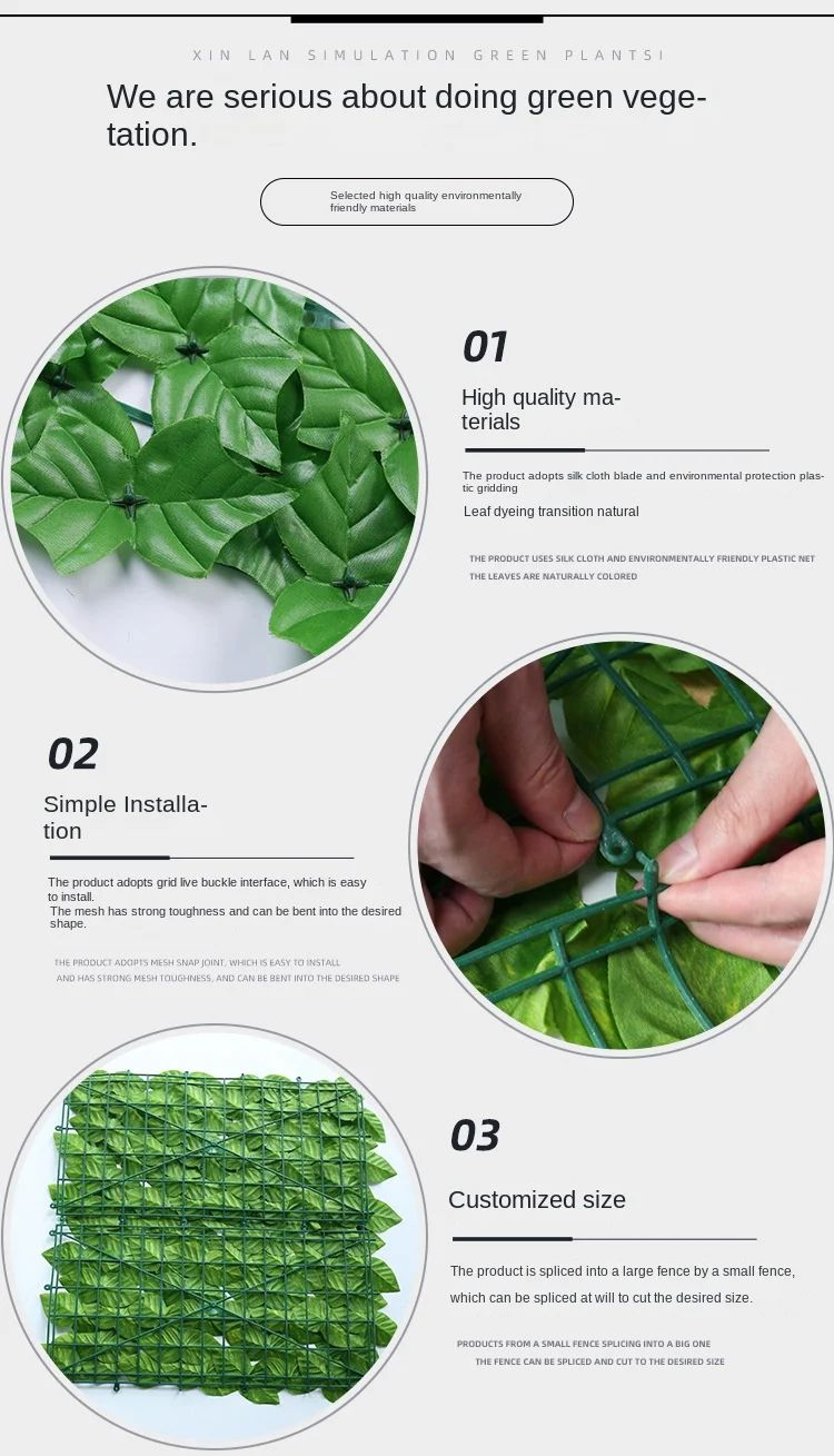Artificial Ivy Fence Privacy Screen Garden Wall Decor 6
