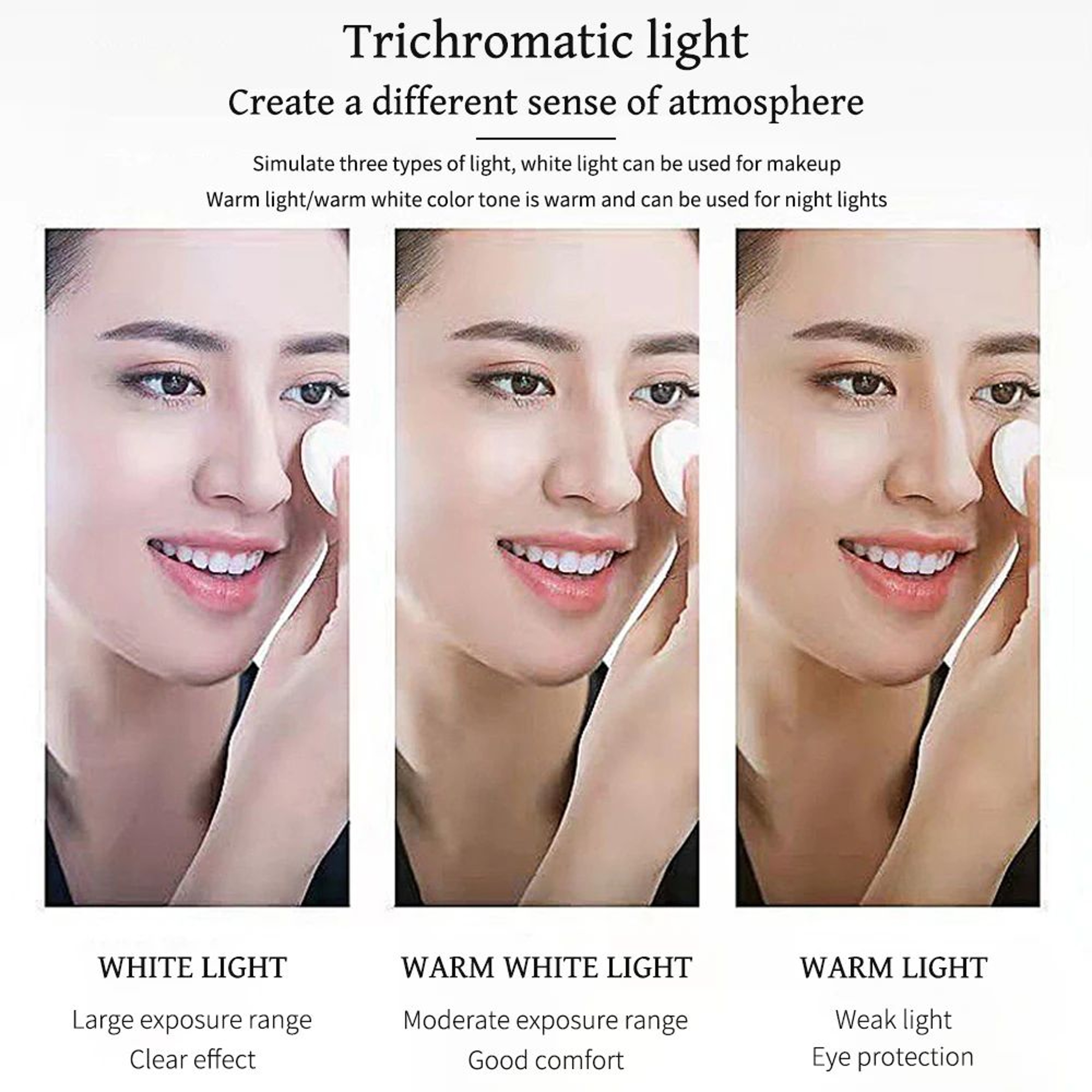 USB Tricolor LED Foldable Vanity Mirror Light 4