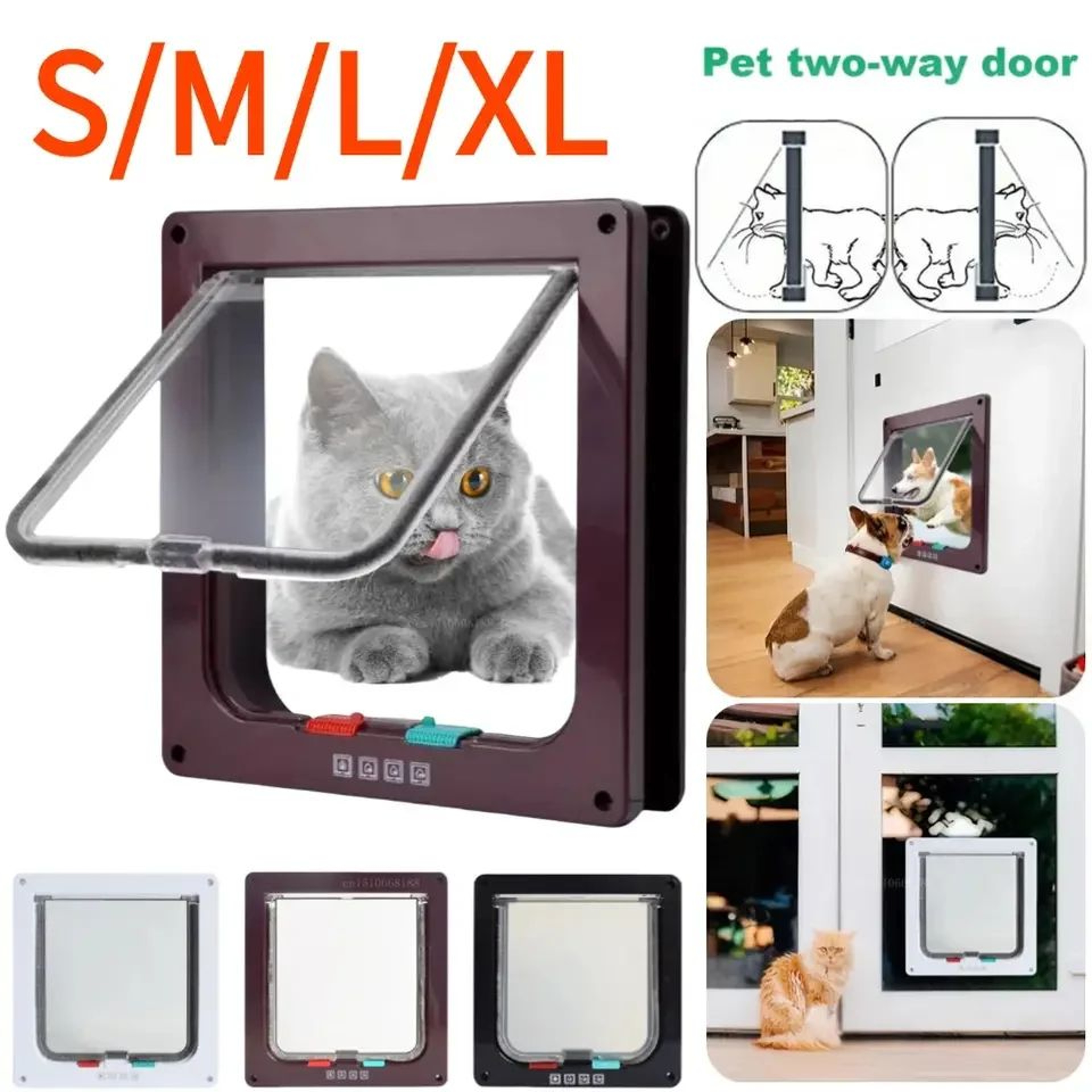 Weatherproof 4 Way Locking Cat Door 0