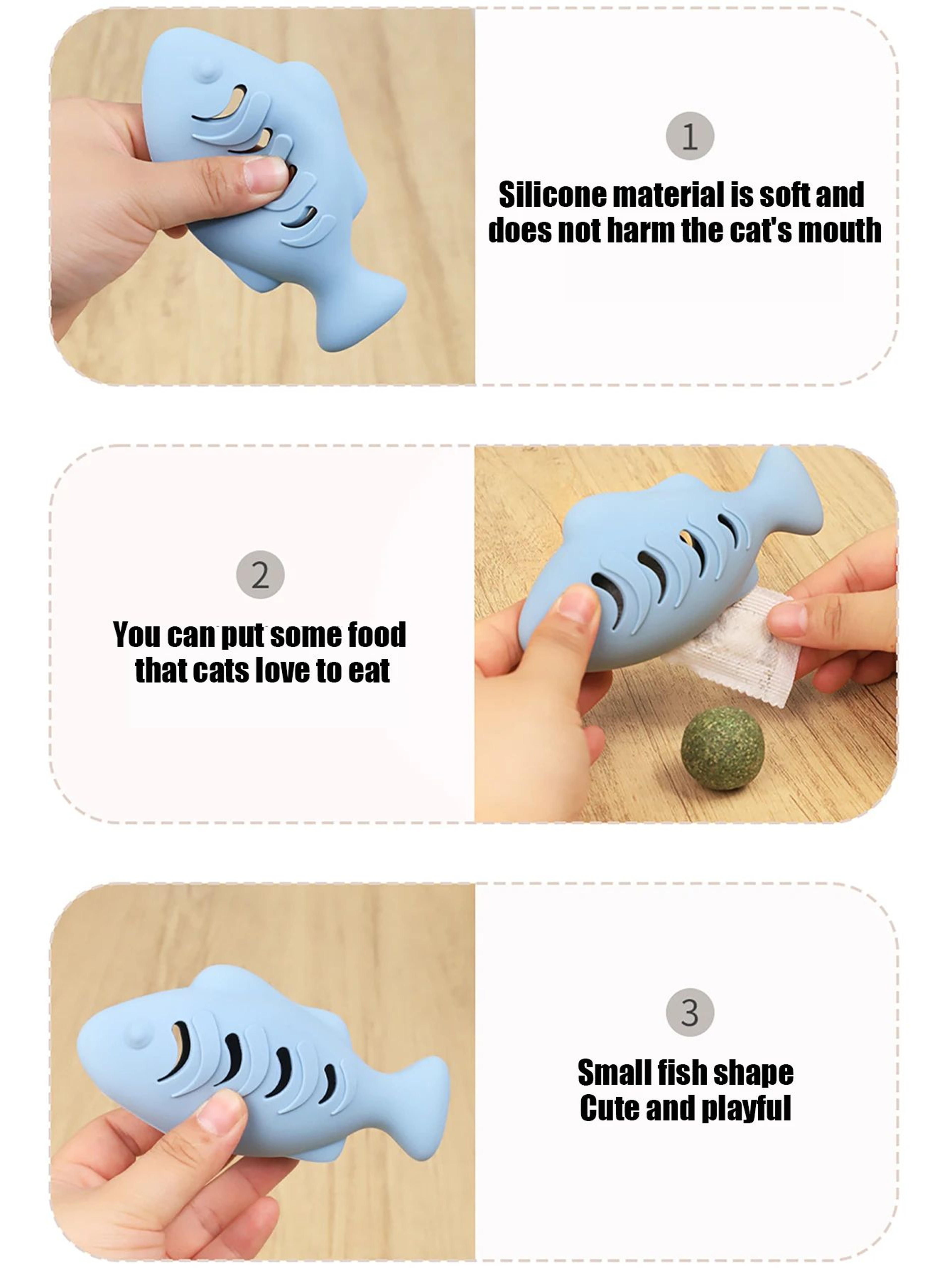 Fish Shaped Cat Treat Dispenser Chew Toy 3