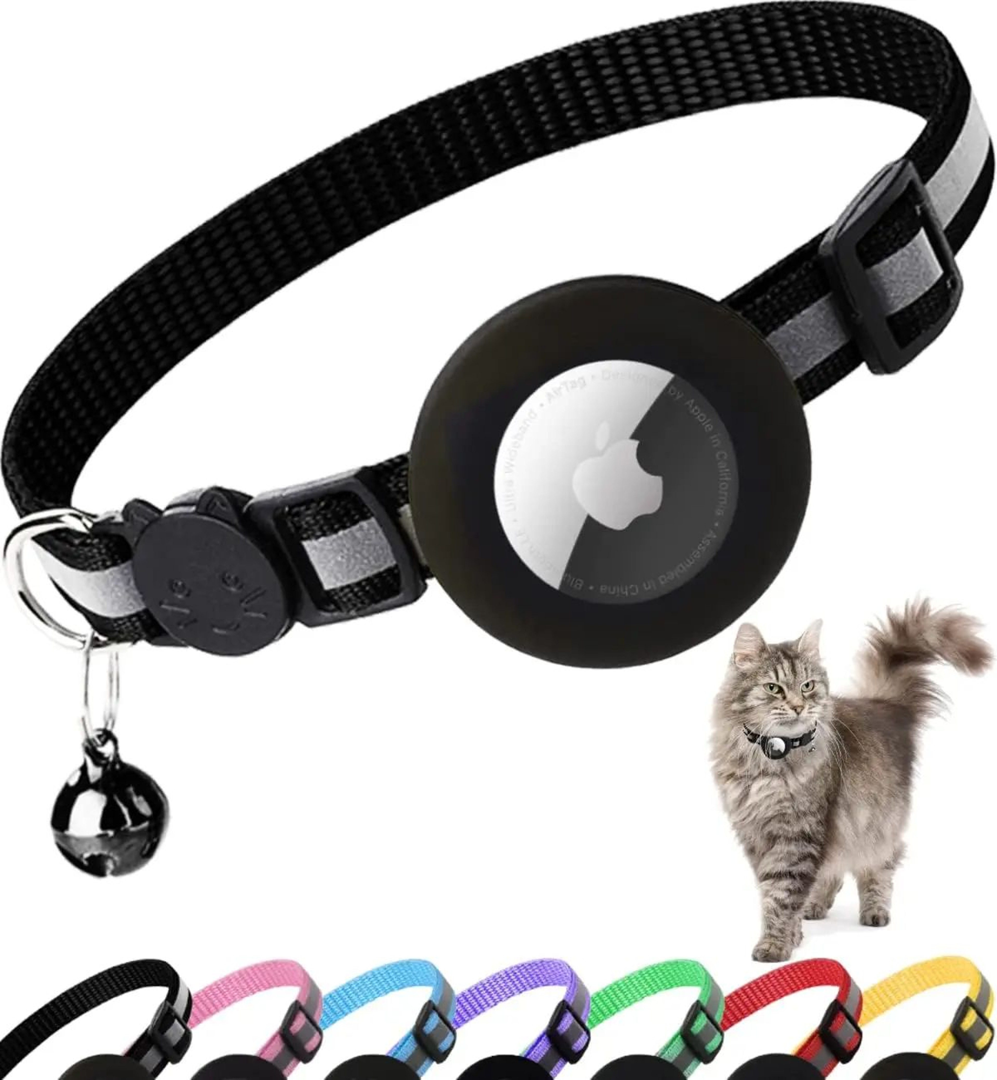 Reflective Airtag Cat Collar With Bell And Breakaway Buckle 8