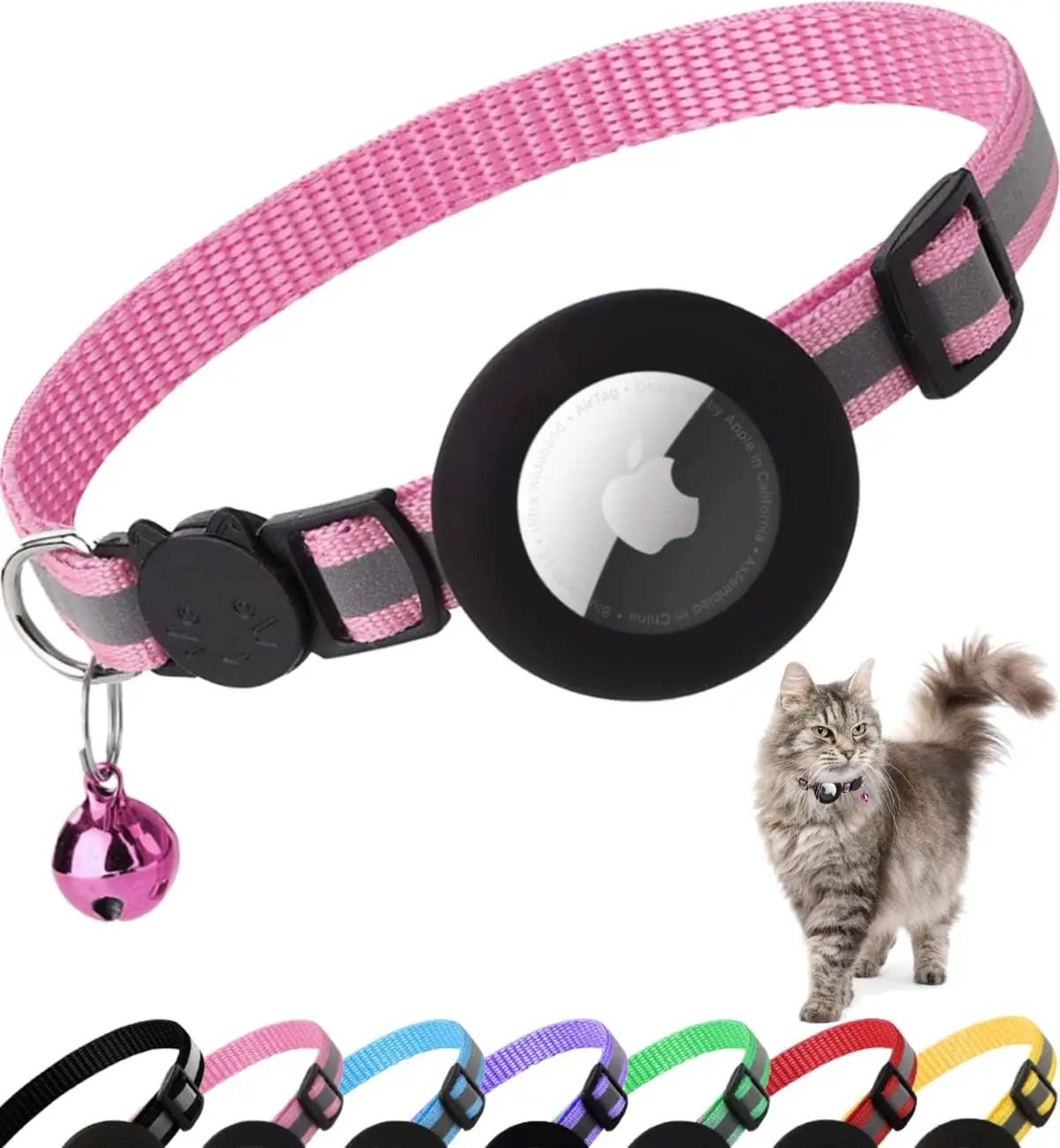 Reflective Airtag Cat Collar With Bell And Breakaway Buckle 11