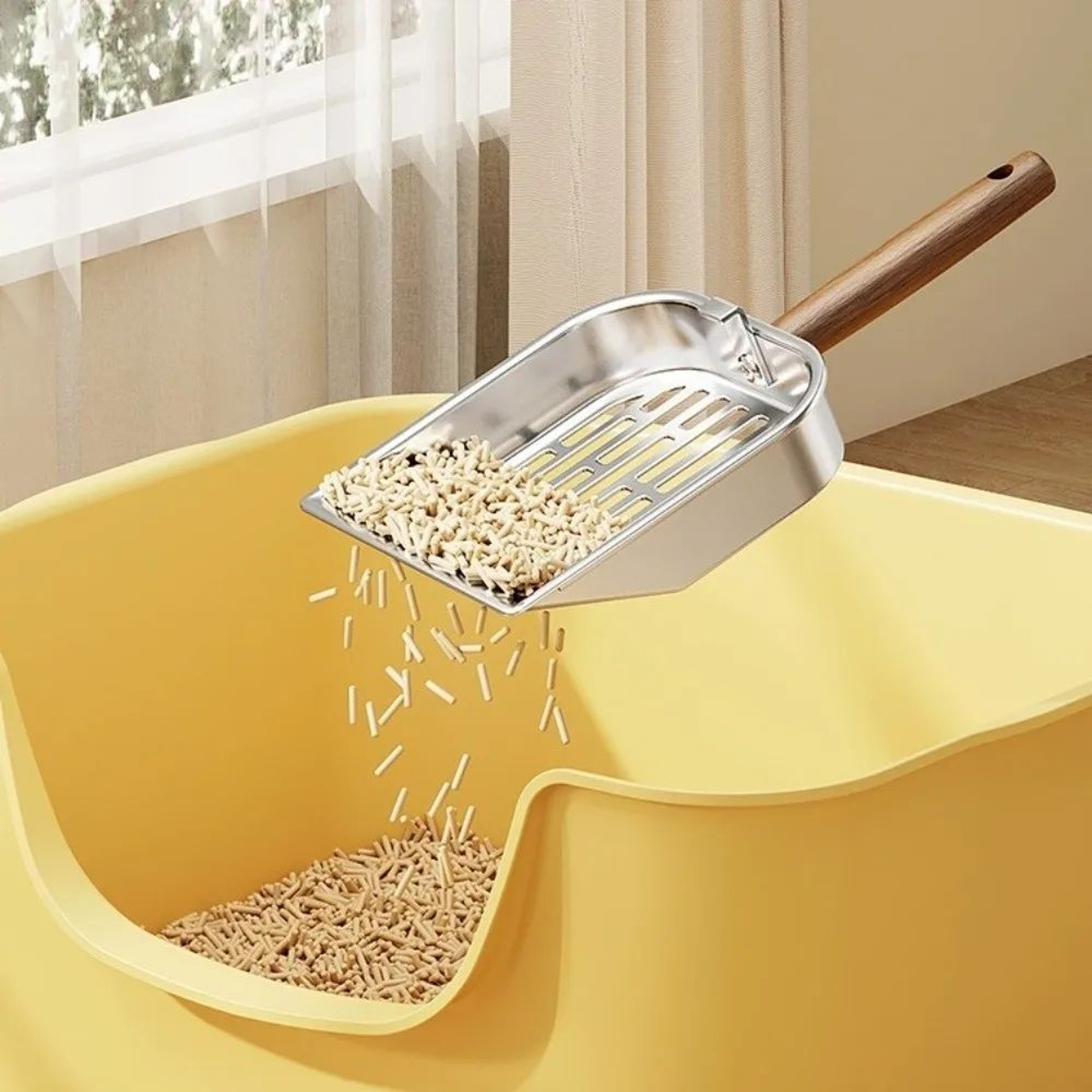 Stainless Steel Cat Litter Scoop With Wooden Handle 7