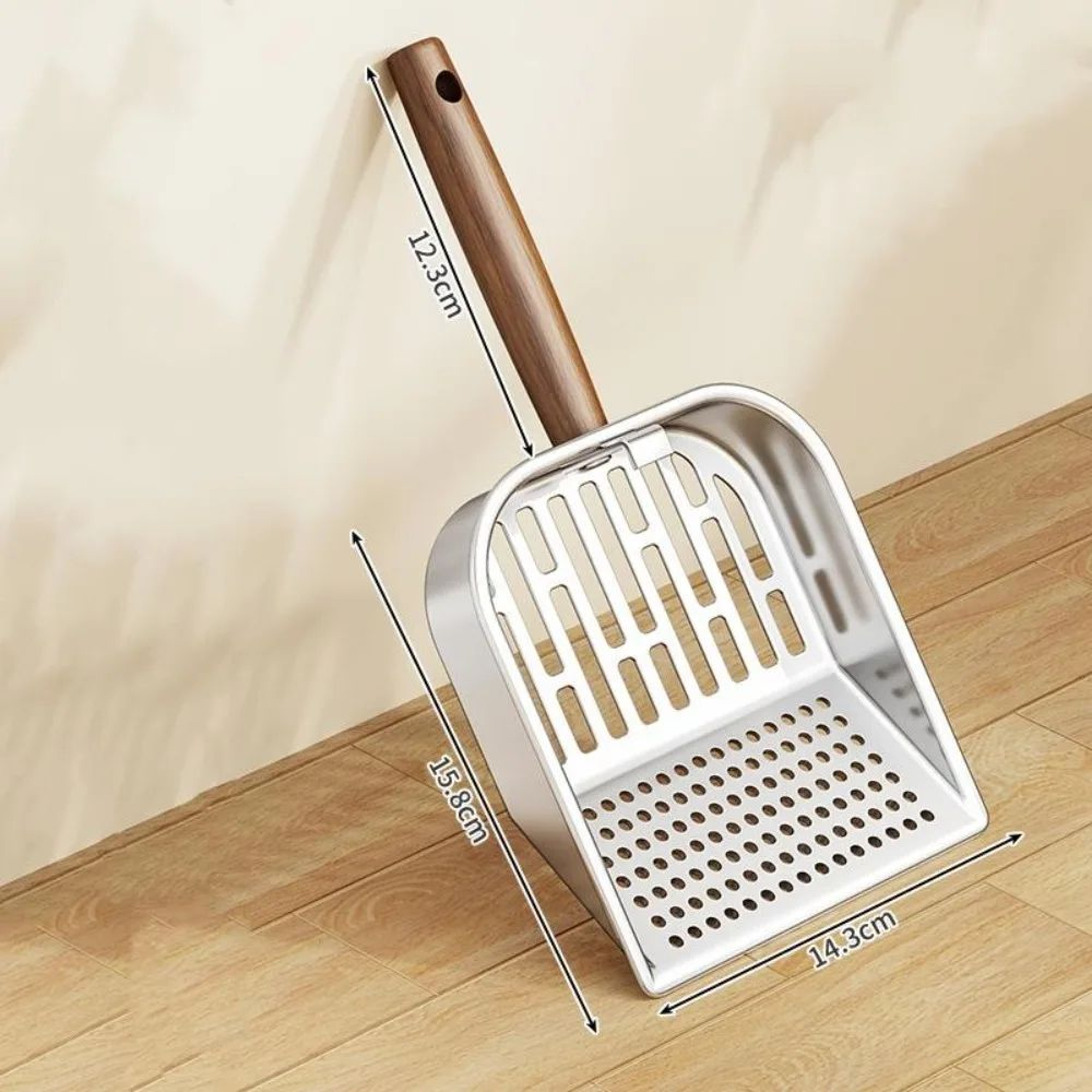 Stainless Steel Cat Litter Scoop With Wooden Handle 11