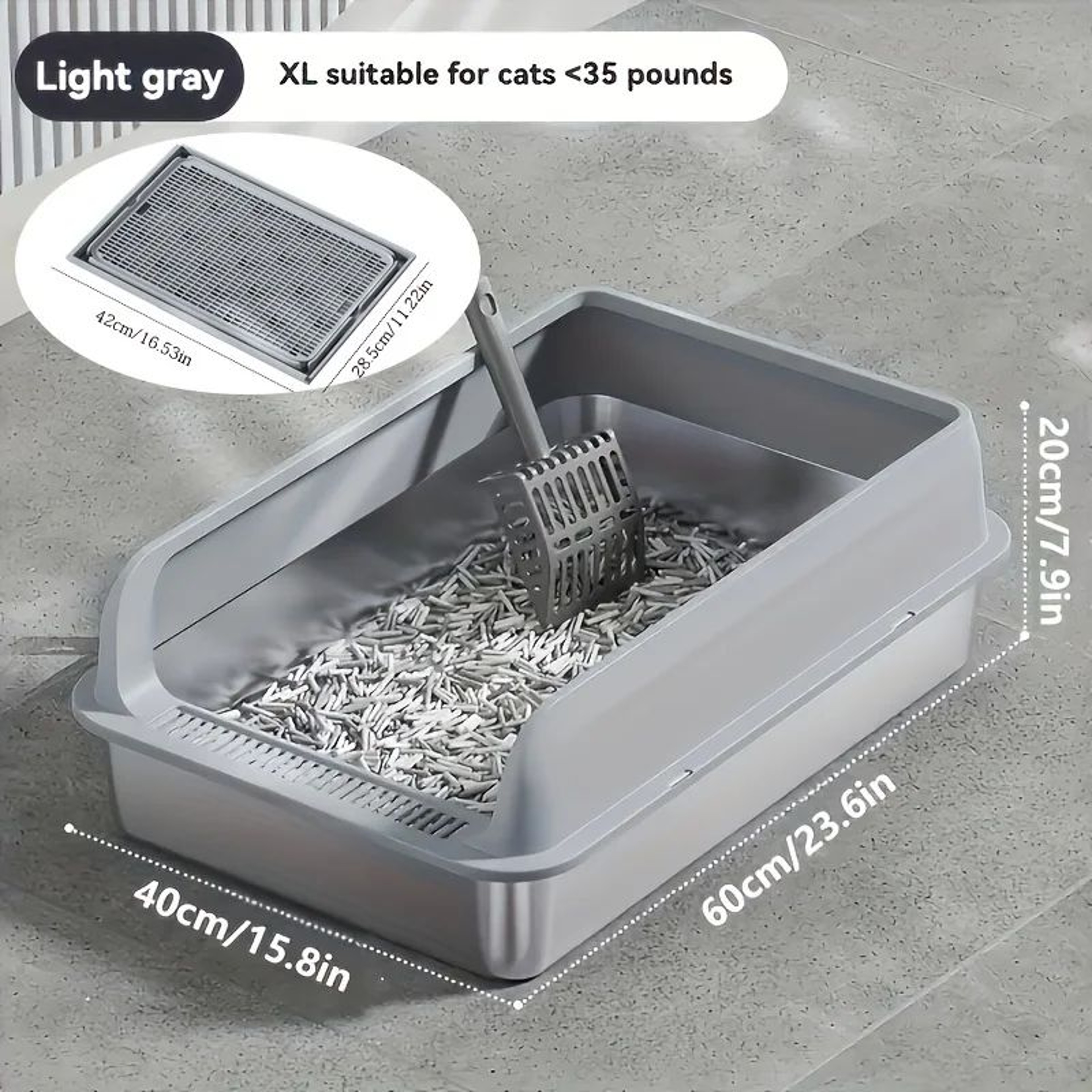Extra Large Stainless Steel Enclosed Cat Litter Box 0