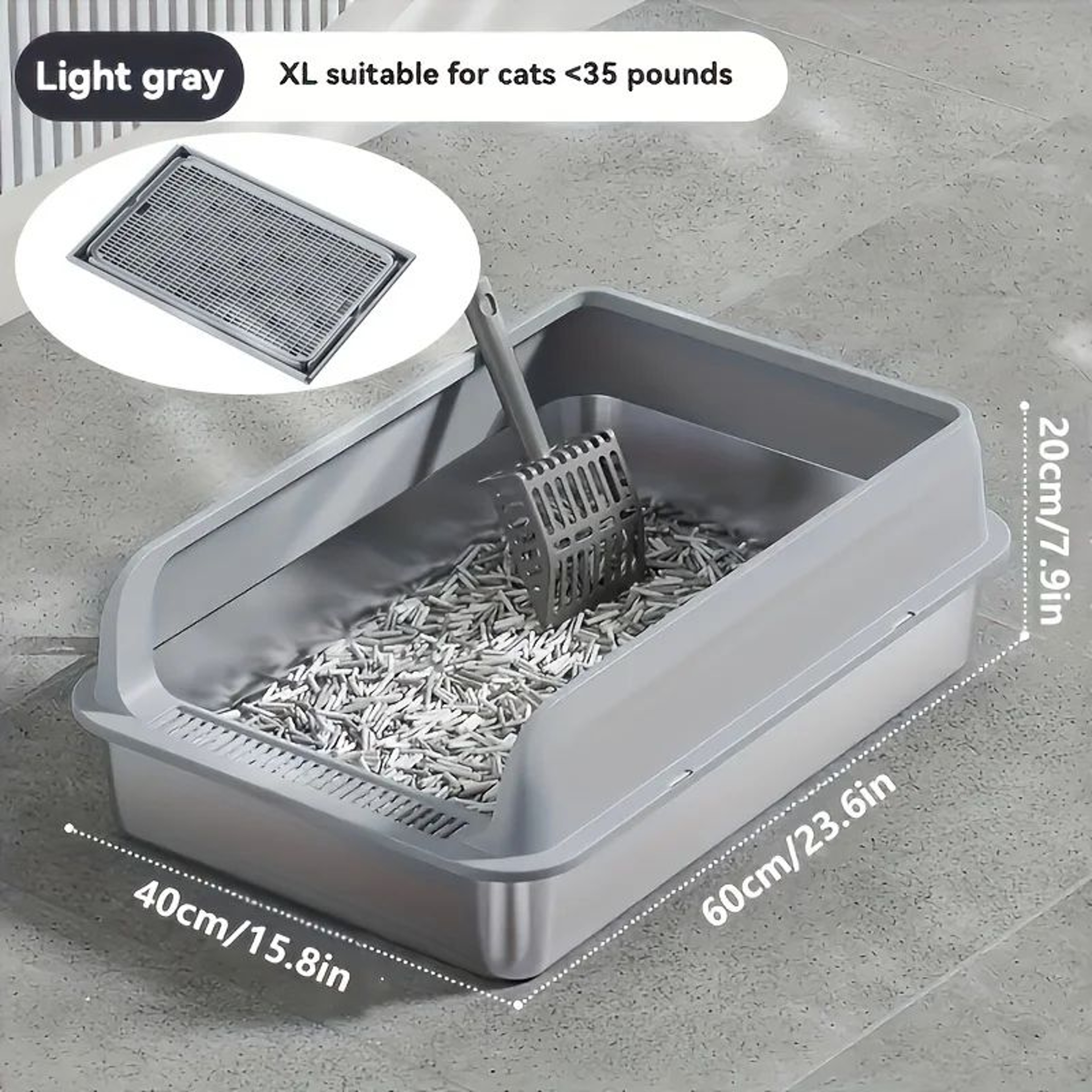 Extra Large Stainless Steel Enclosed Cat Litter Box 7