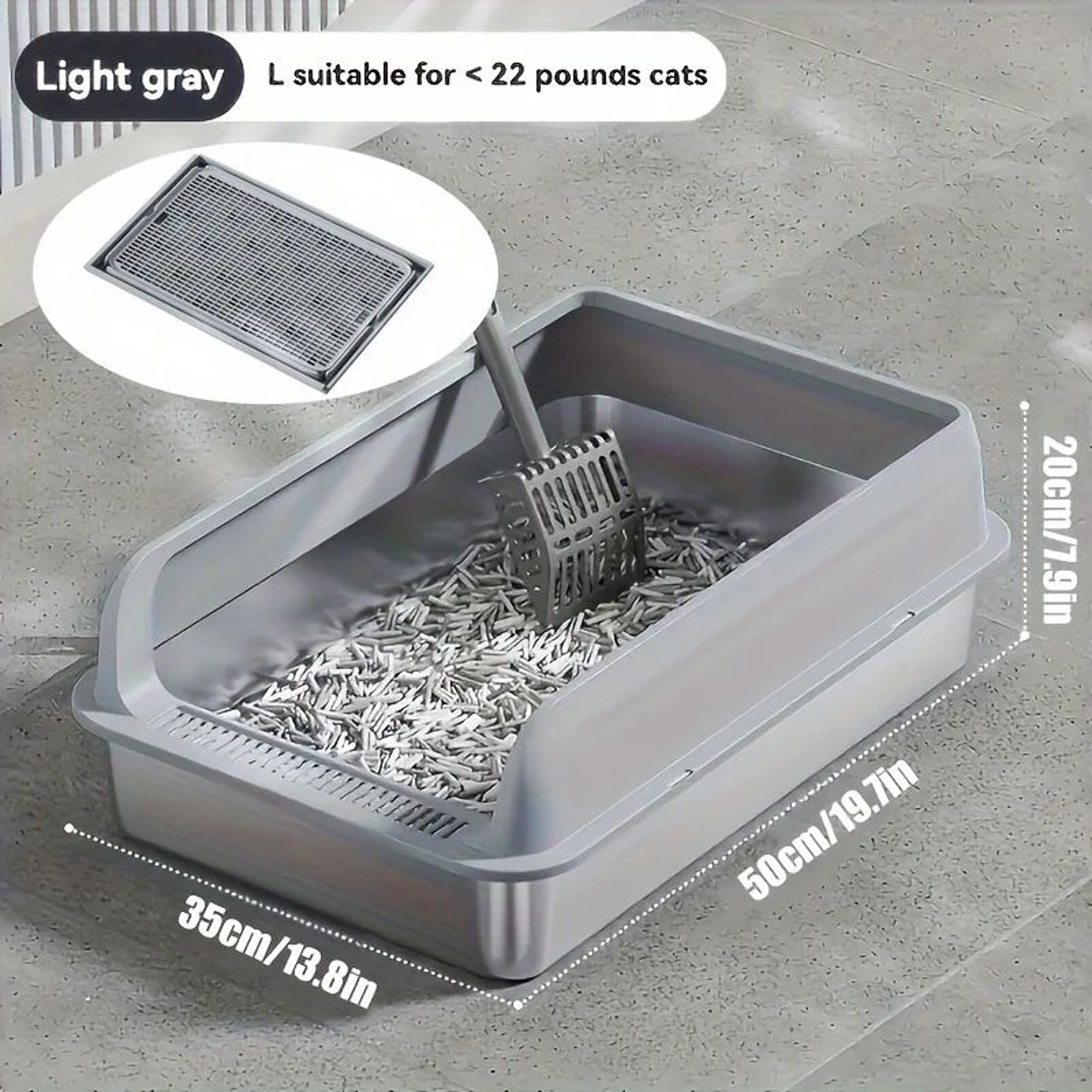 Extra Large Stainless Steel Enclosed Cat Litter Box 6