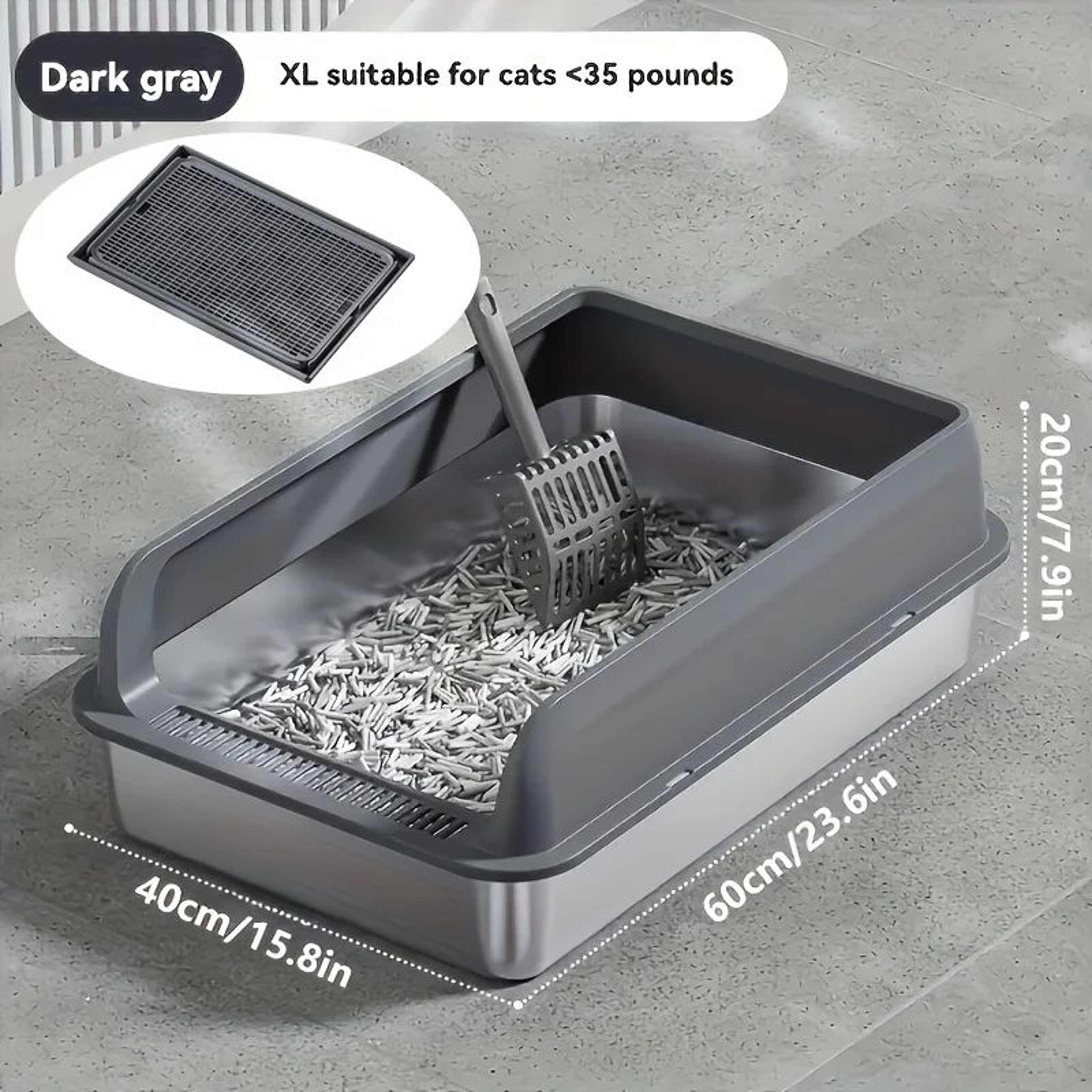 Extra Large Stainless Steel Enclosed Cat Litter Box 8
