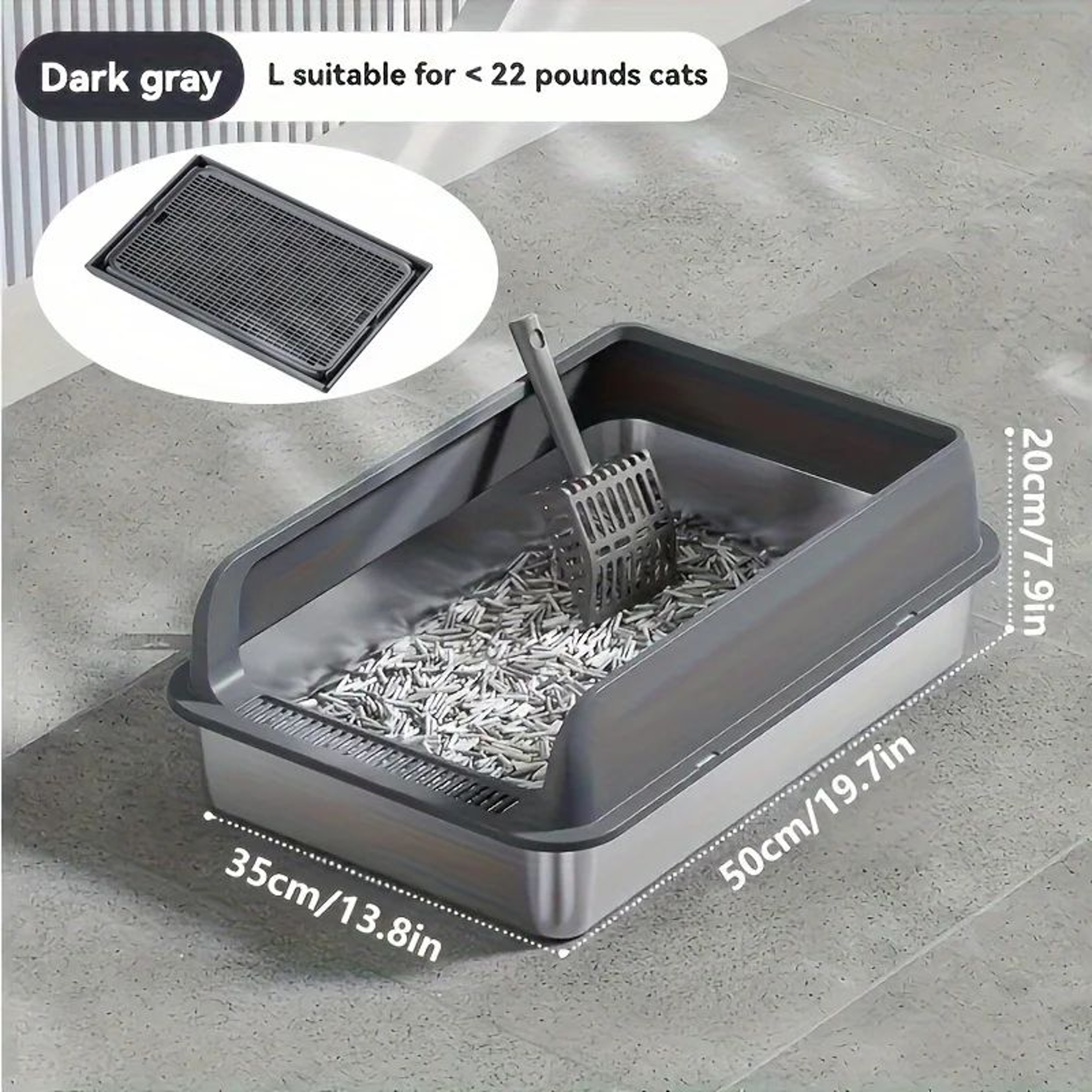 Extra Large Stainless Steel Enclosed Cat Litter Box 9