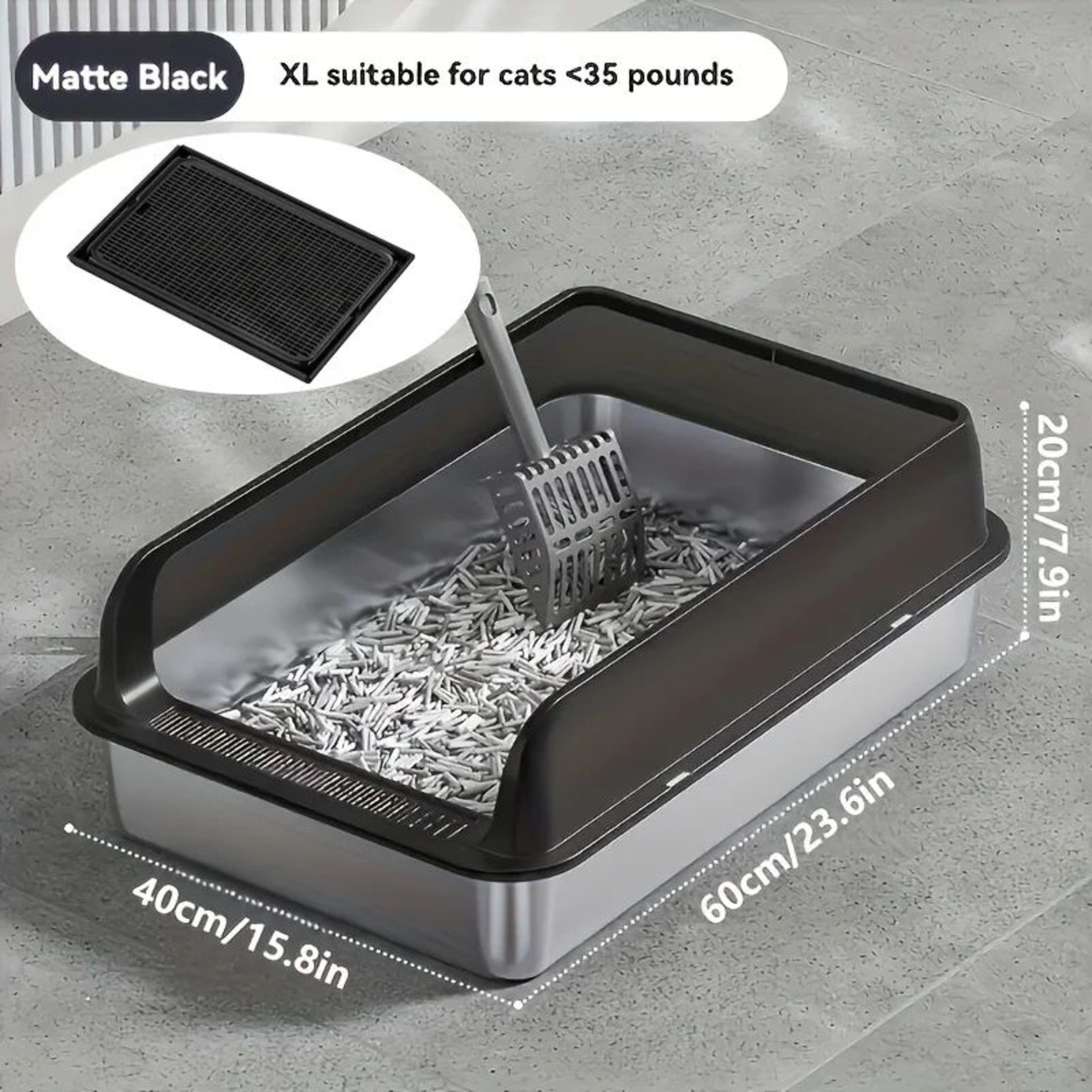 Extra Large Stainless Steel Enclosed Cat Litter Box 10