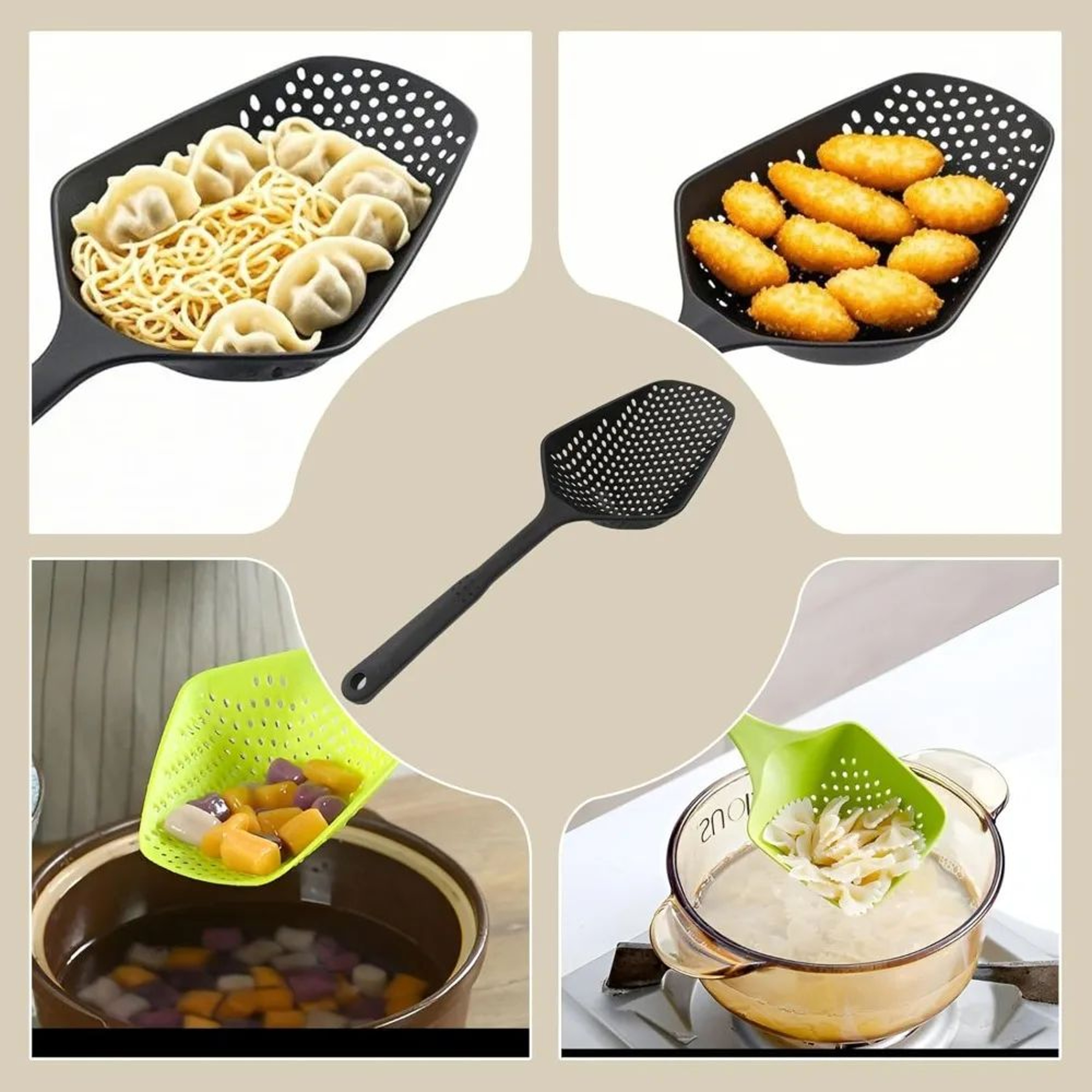 Durable Plastic Pasta Scoop And Slotted Strainer Spoon 6