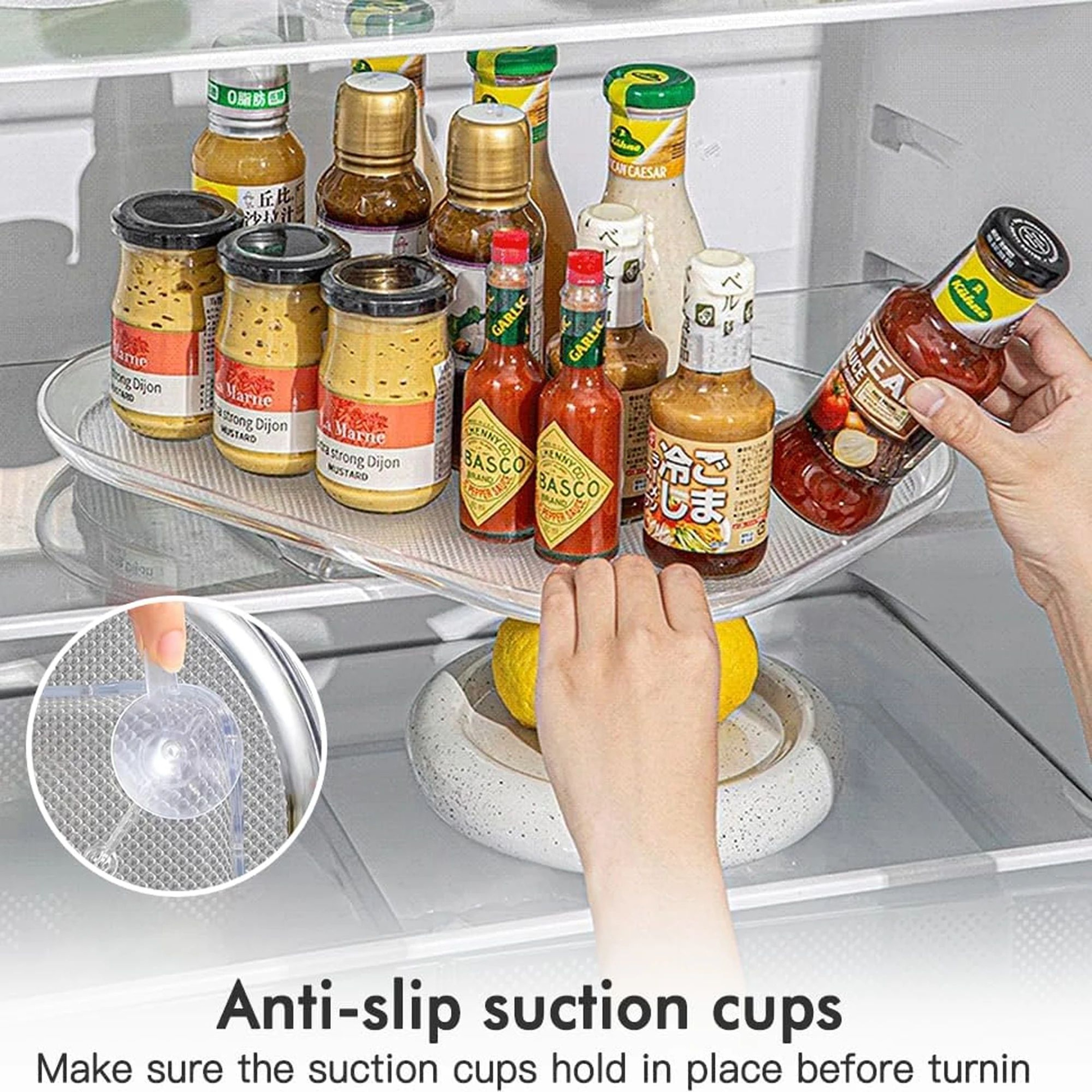 360 Degree Rotating Refrigerator Storage Tray 8