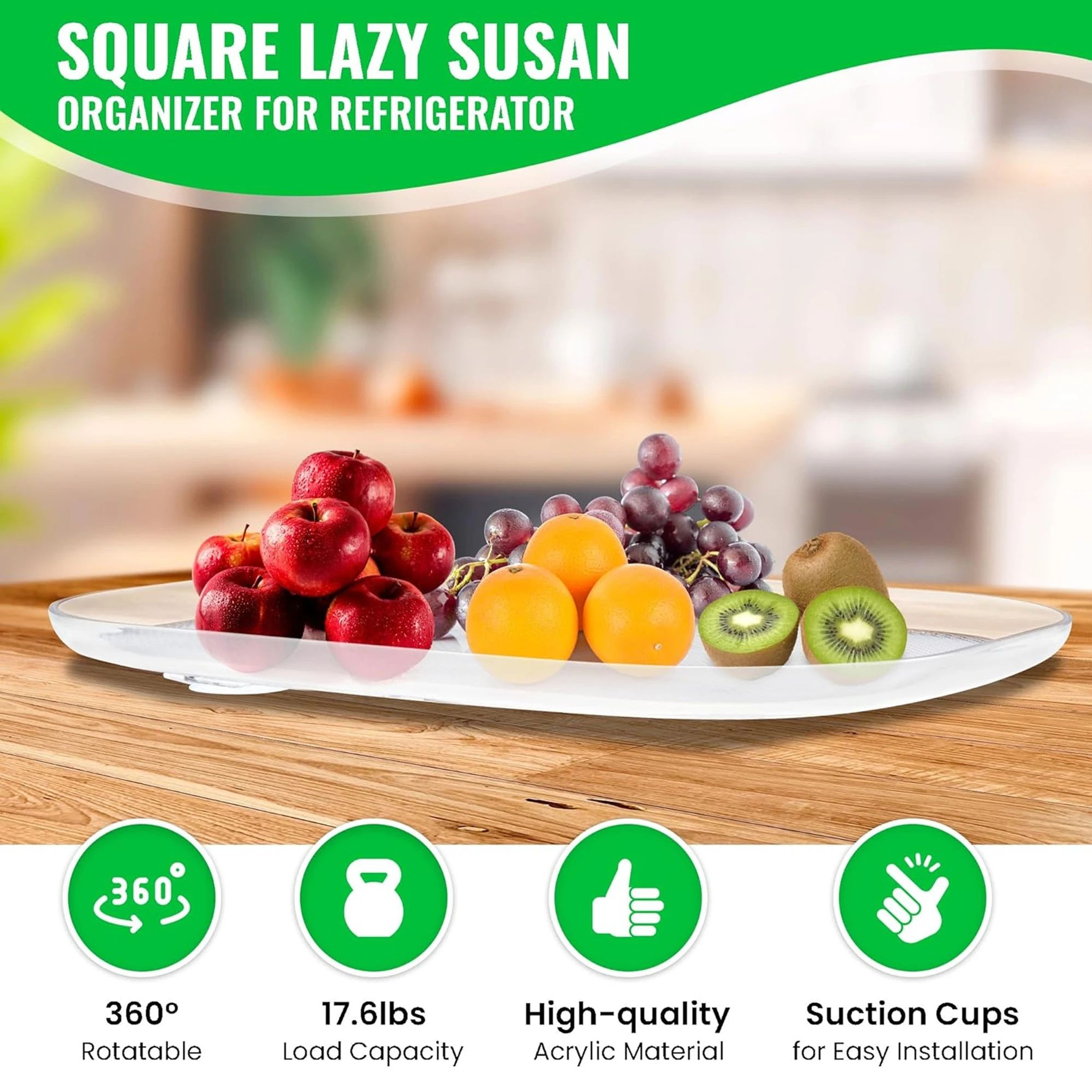 360 Degree Rotating Refrigerator Storage Tray 9