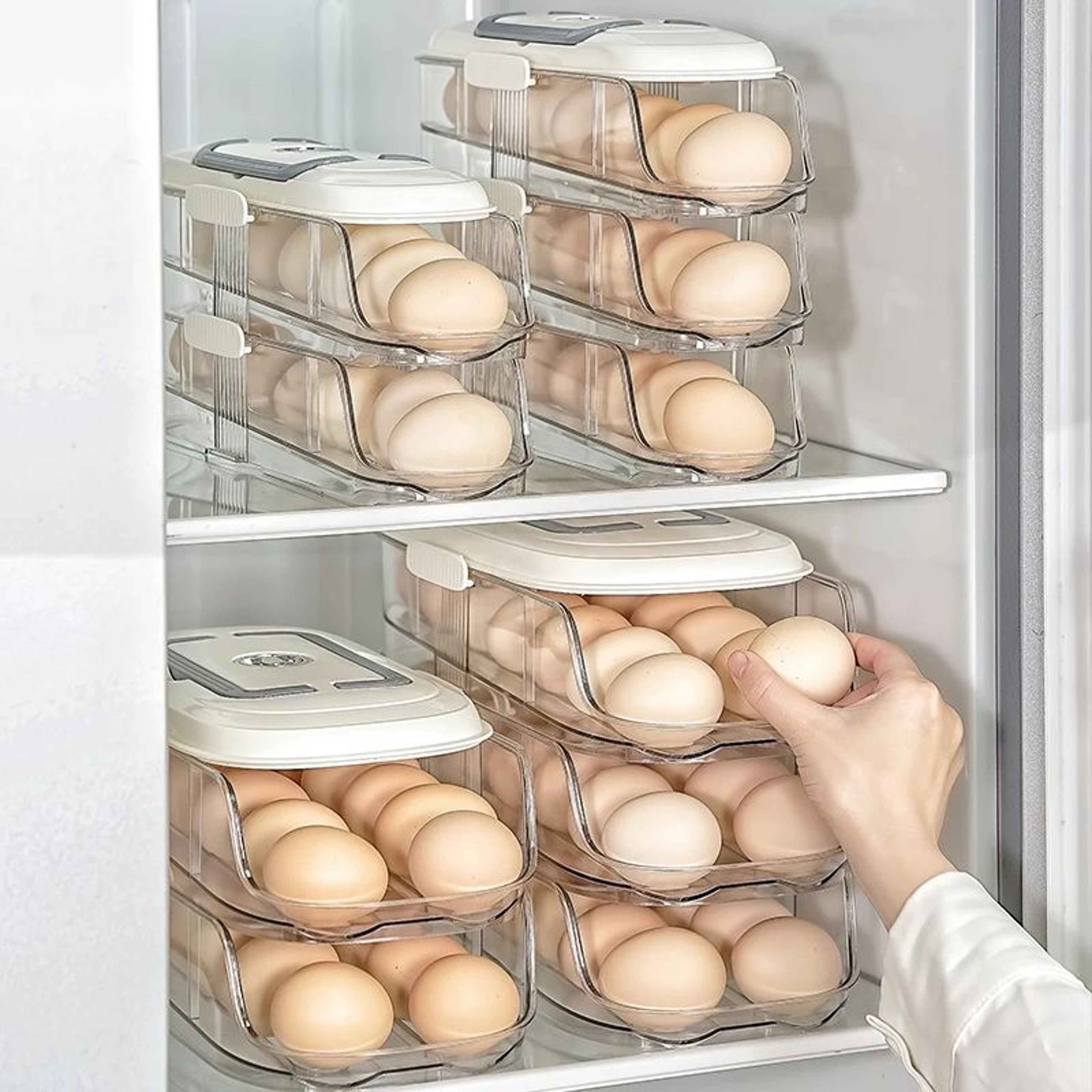 Automatic Rolling Egg Storage Box For Refrigerator Door 3