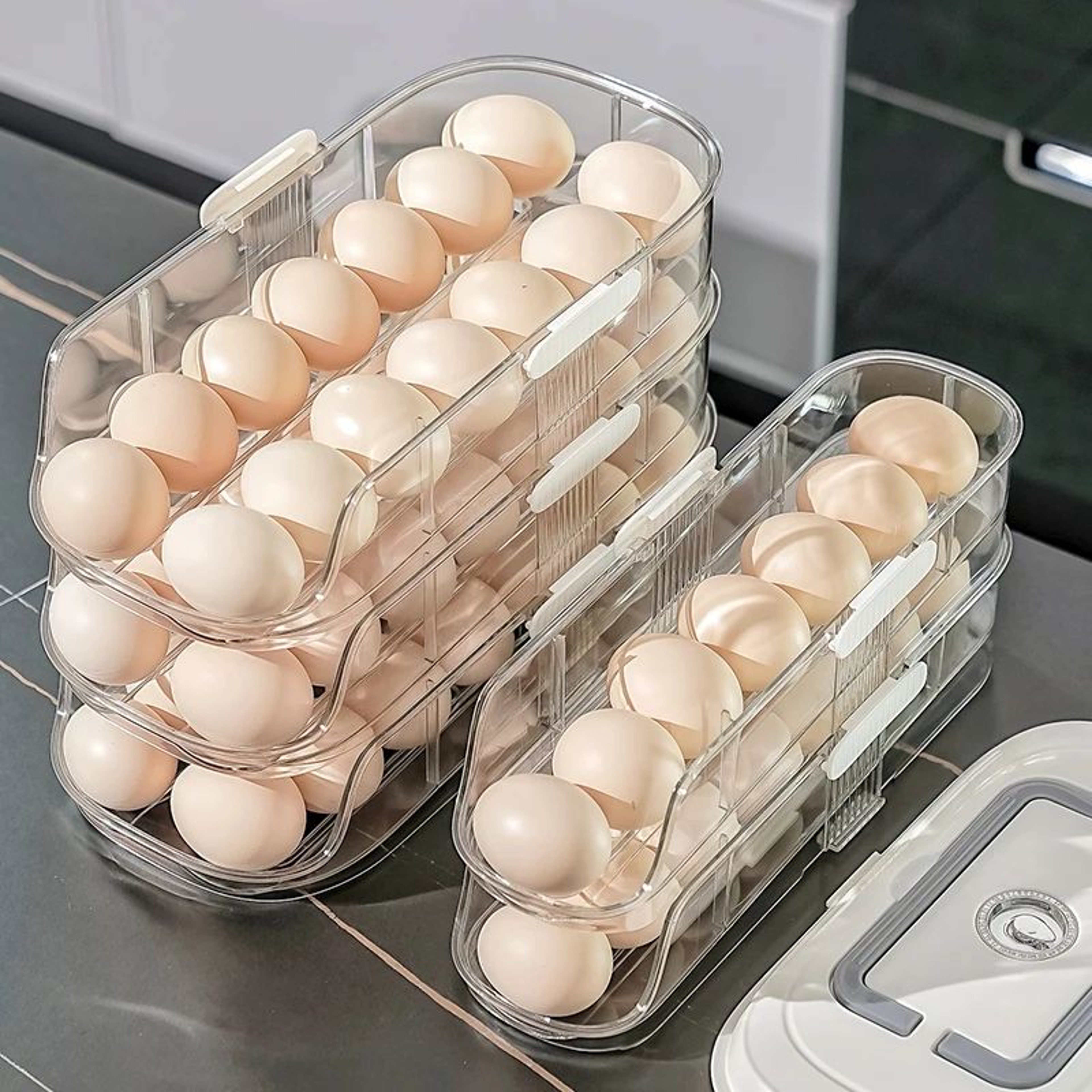 Automatic Rolling Egg Storage Box For Refrigerator Door 5
