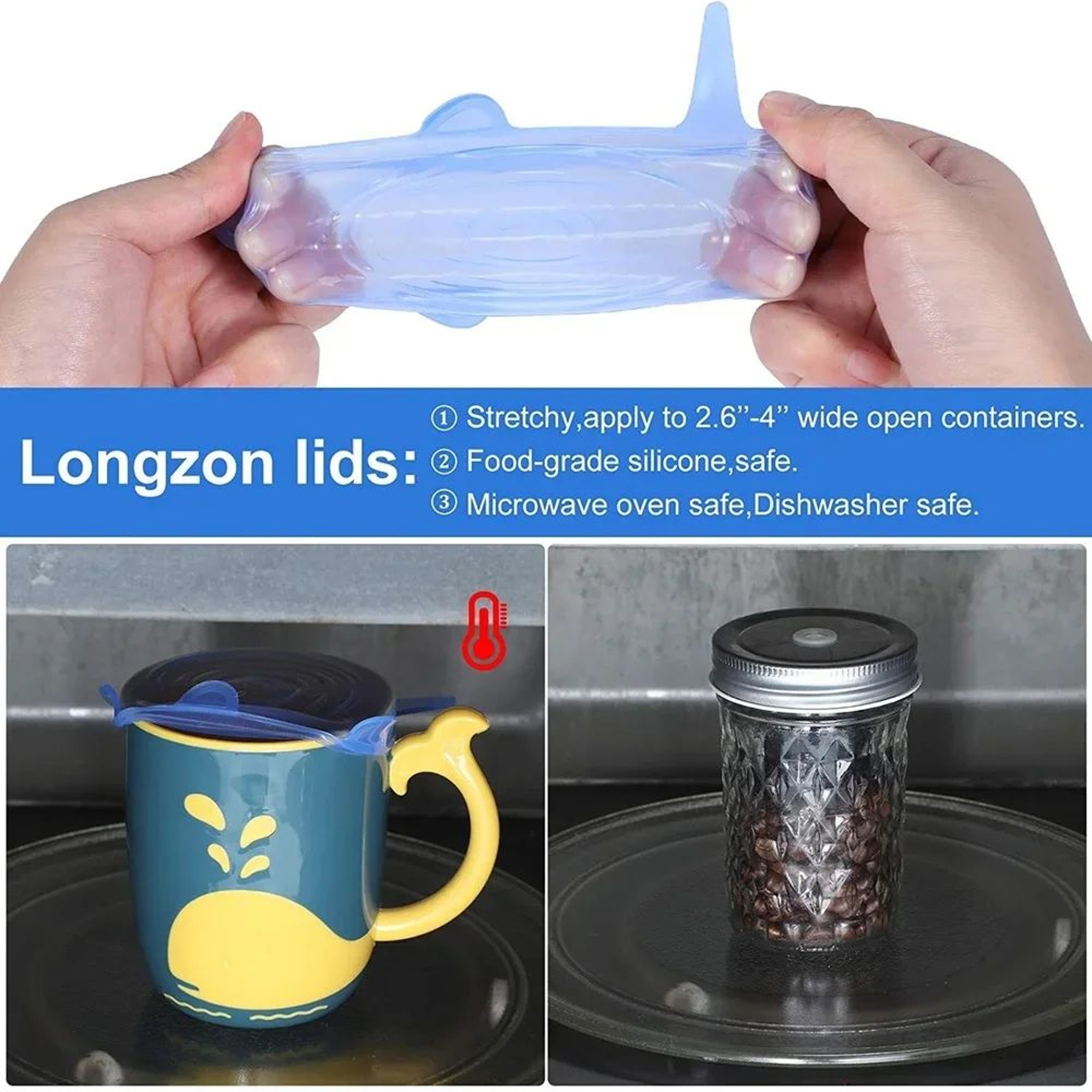 Reusable Silicone Stretch Jar Lids Set For Food Storage Containers 1