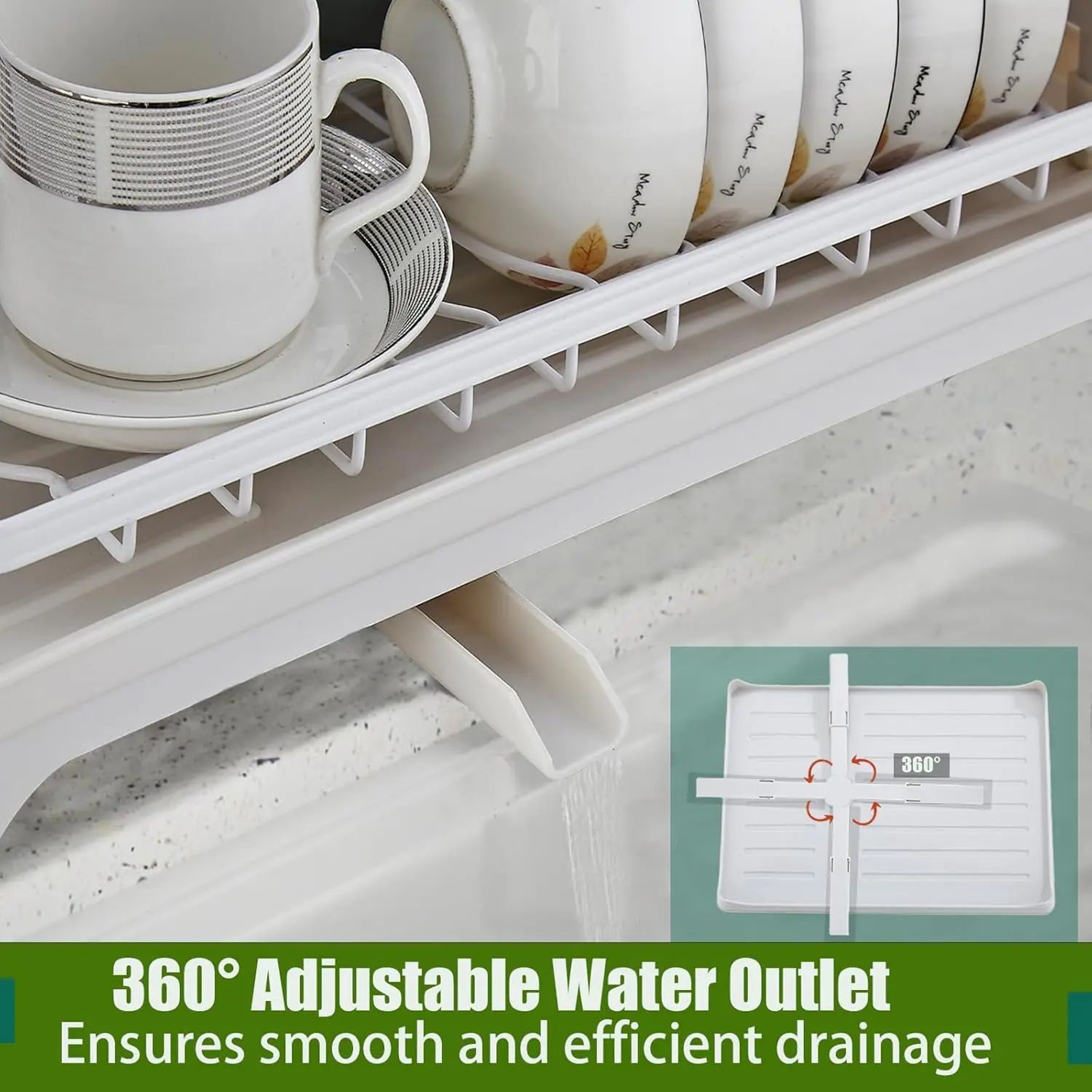 2 Tier Dish Drying Rack With Drainboard For Kitchen Counter 2