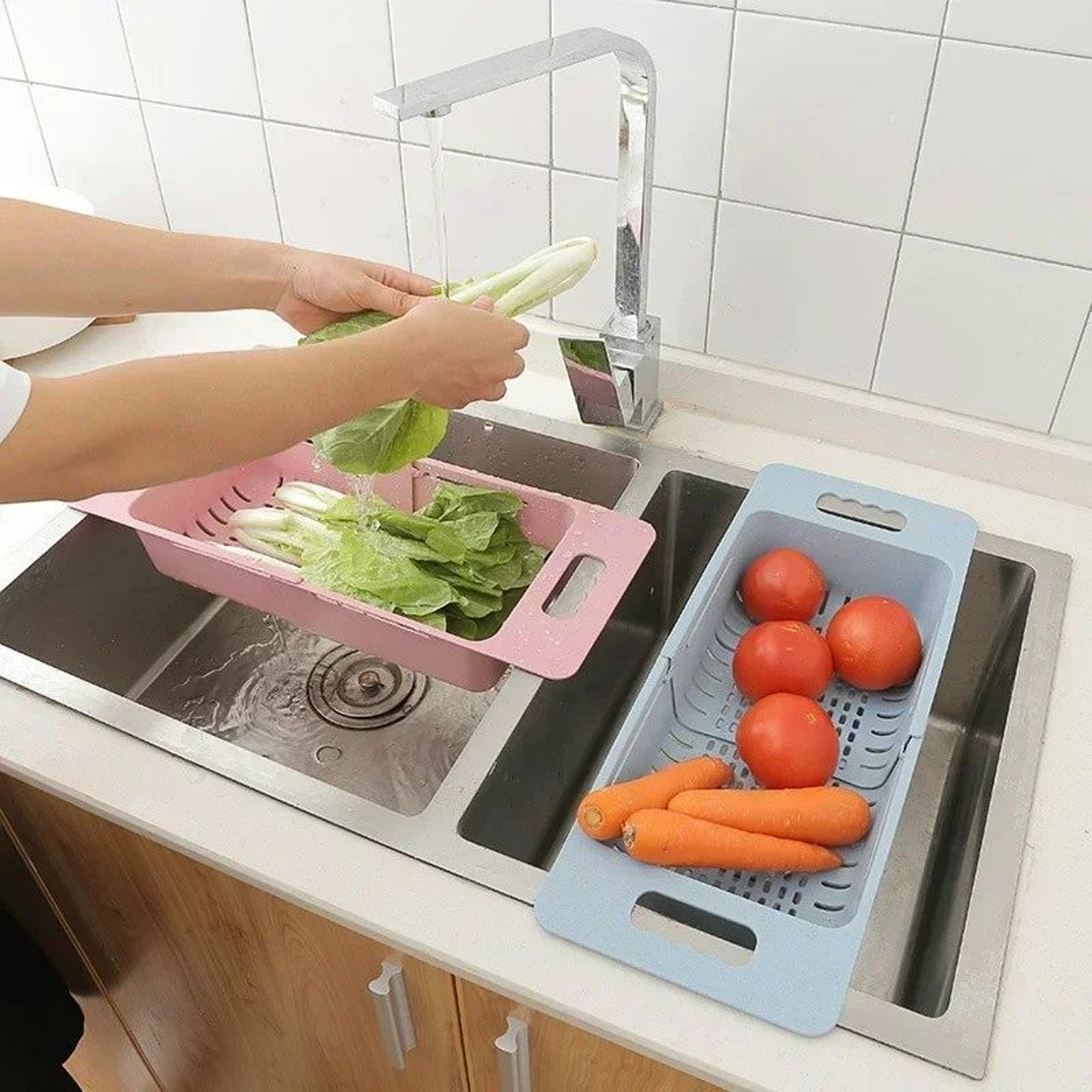 Adjustable Sink Drain Basket For Fruits Vegetables And Dishes 2