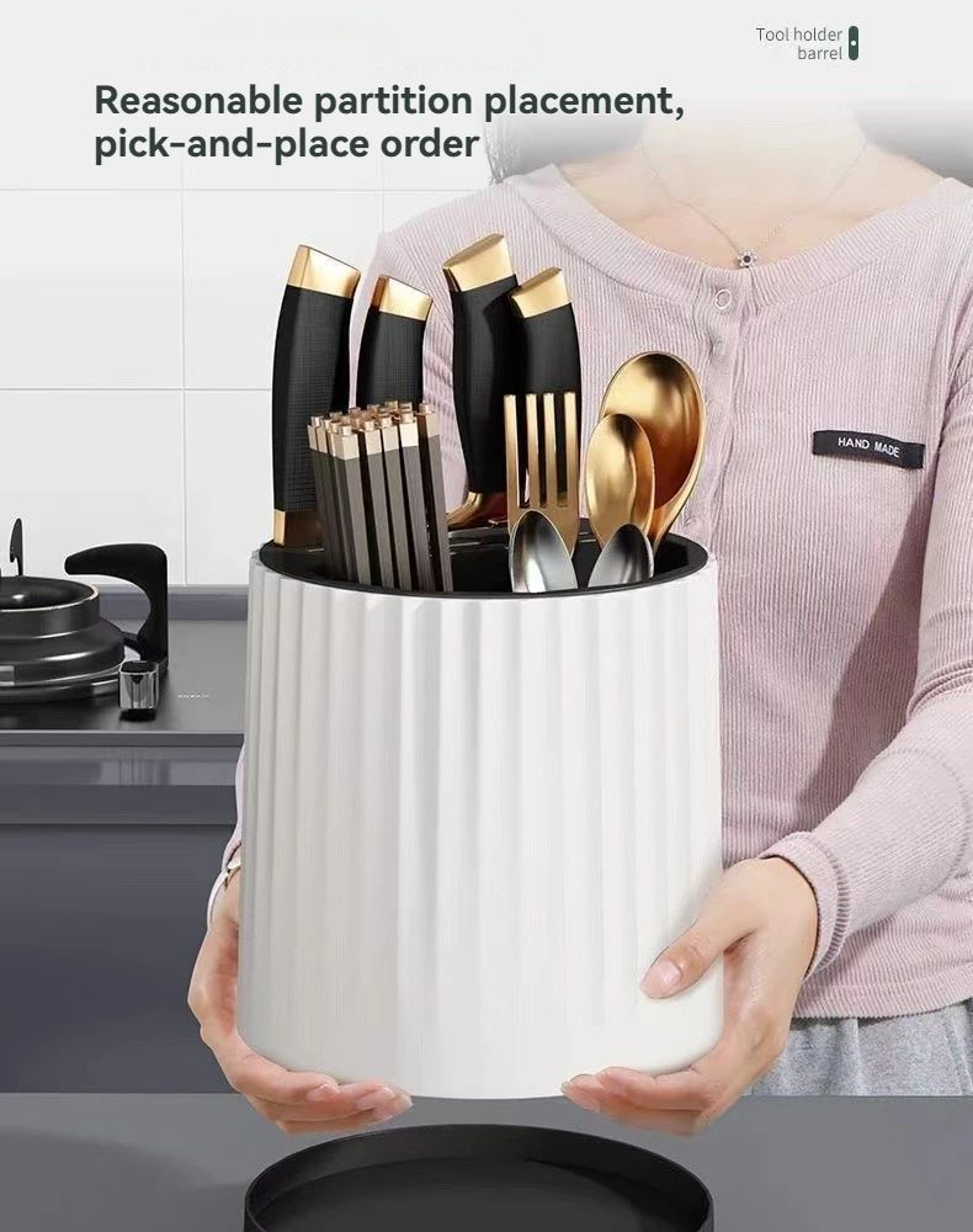 Rotating Knife And Cutlery Holder Kitchen Organizer Stand 1