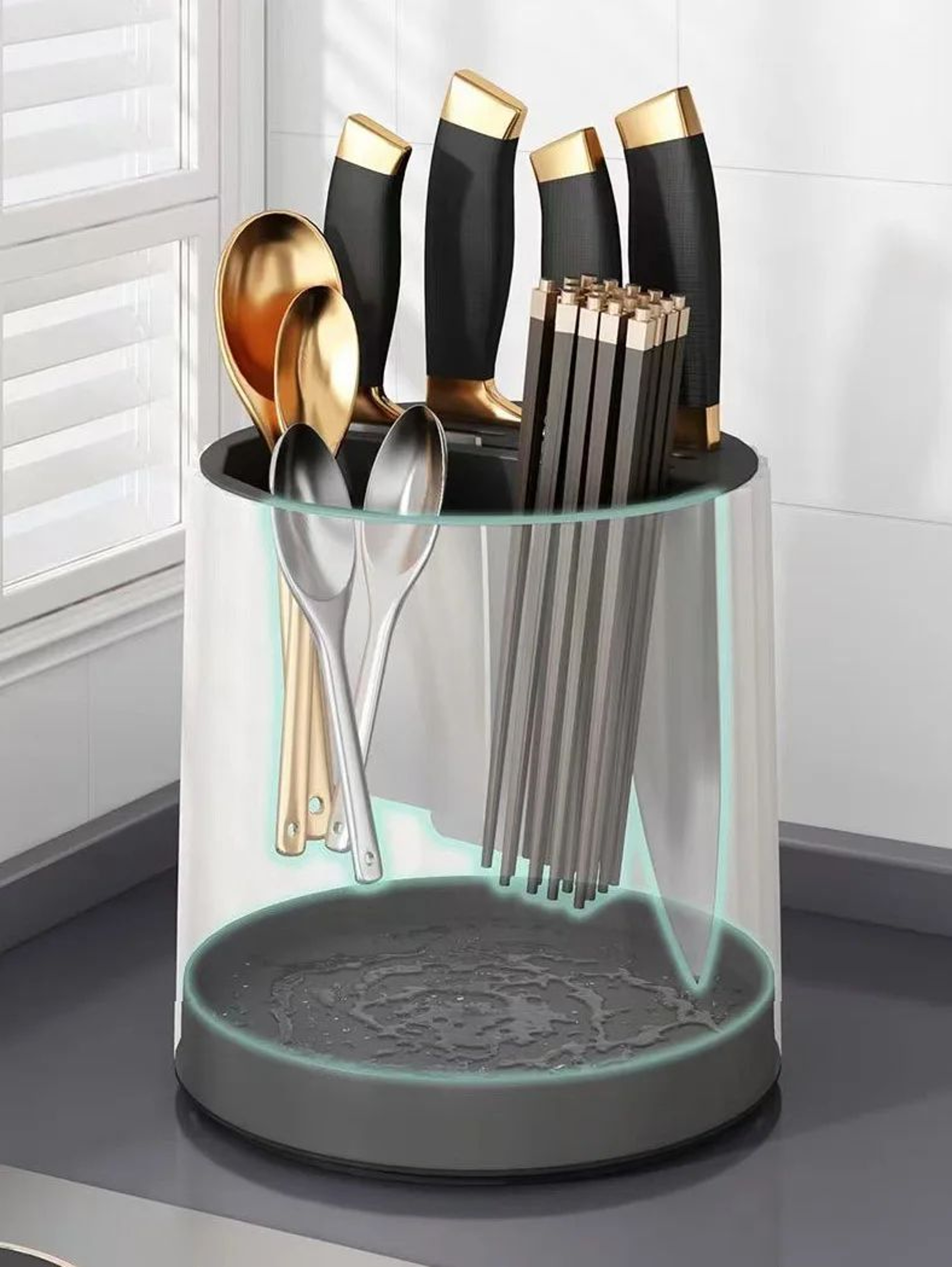 Rotating Knife And Cutlery Holder Kitchen Organizer Stand 5