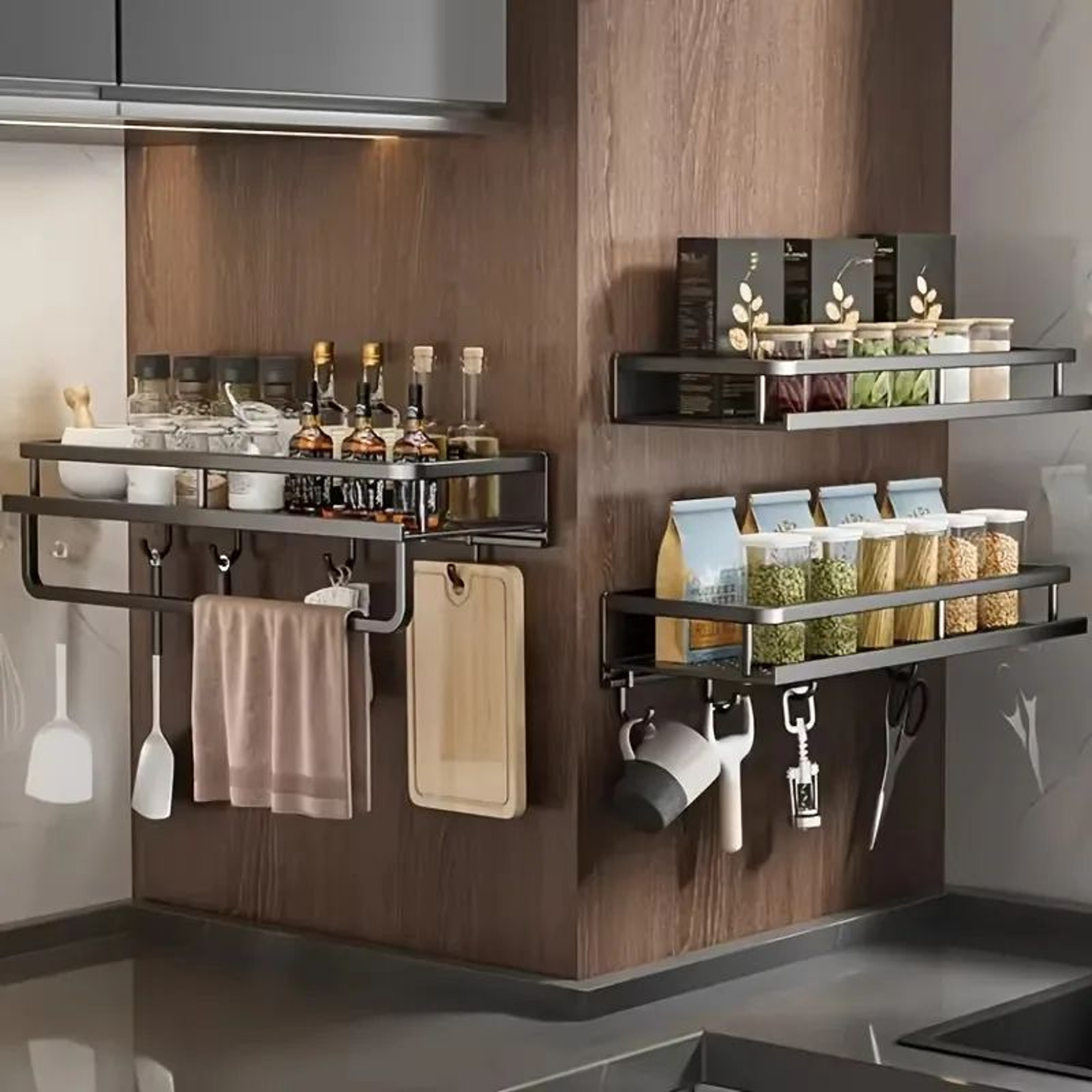 Wall Mounted Aluminum Spice Rack Shelf For Kitchen Storage 1