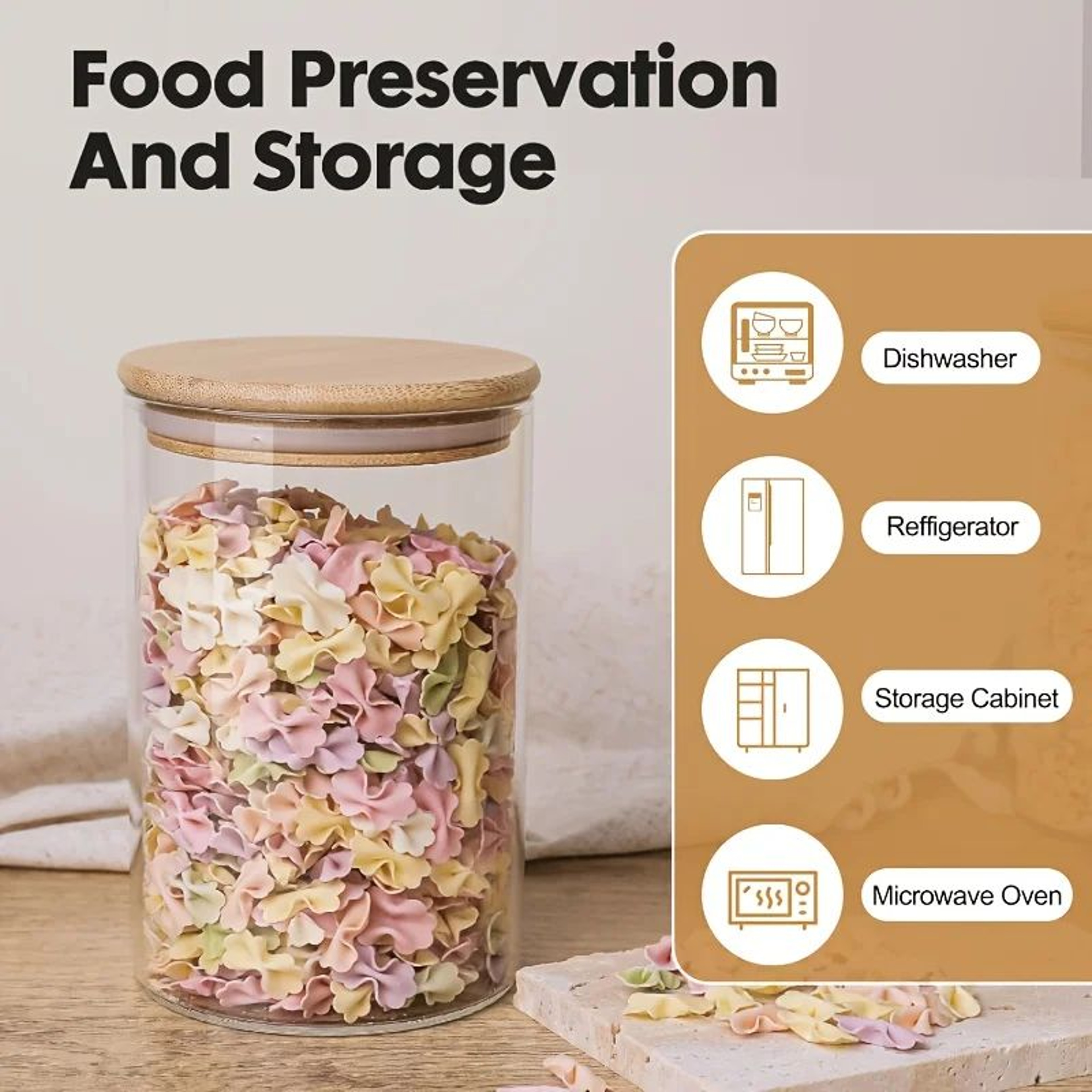 Glass Storage Jar Set With Bamboo Lids For Kitchen Organization 2