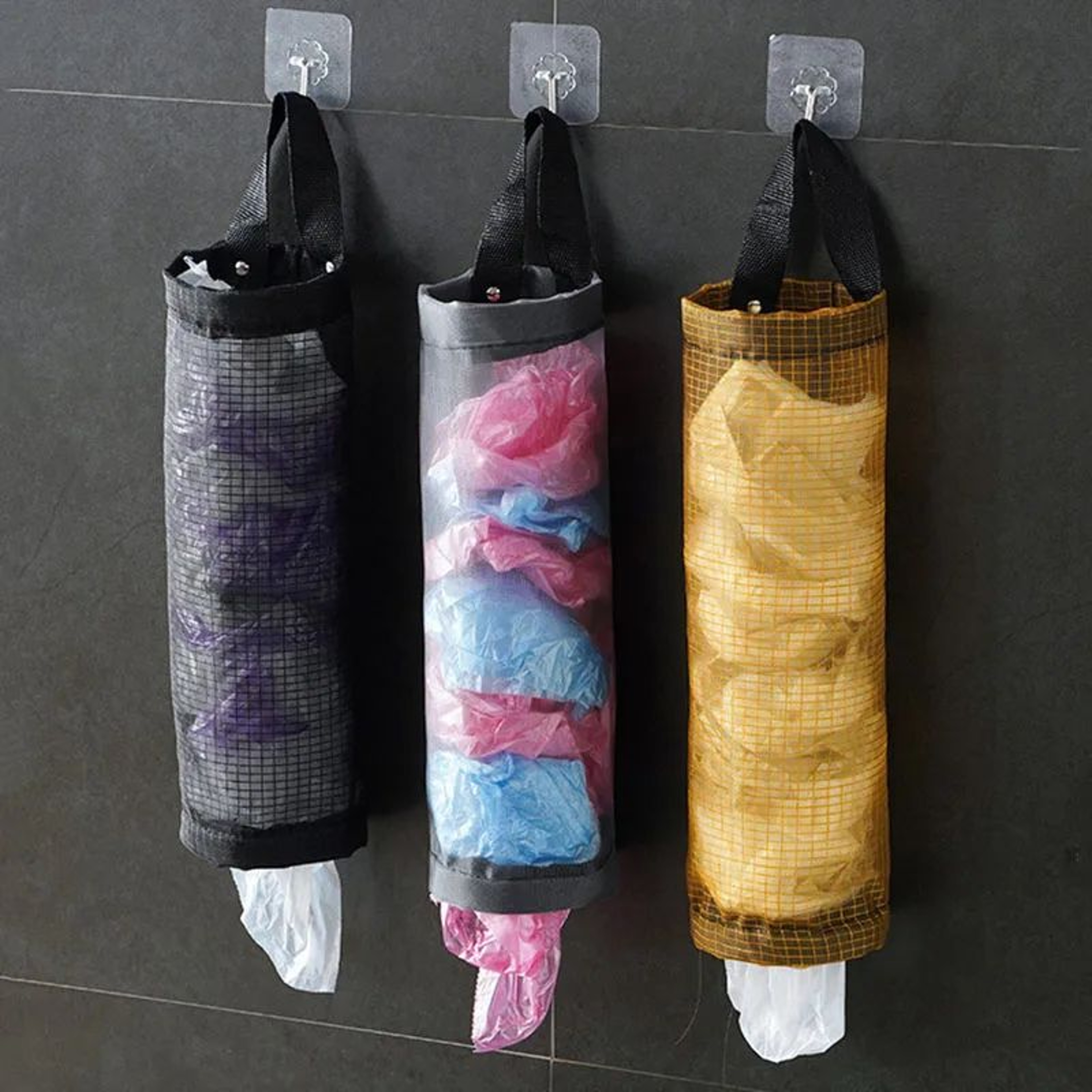 Wall Mounted Trash Bag Dispenser Storage Pouch Organizer 1