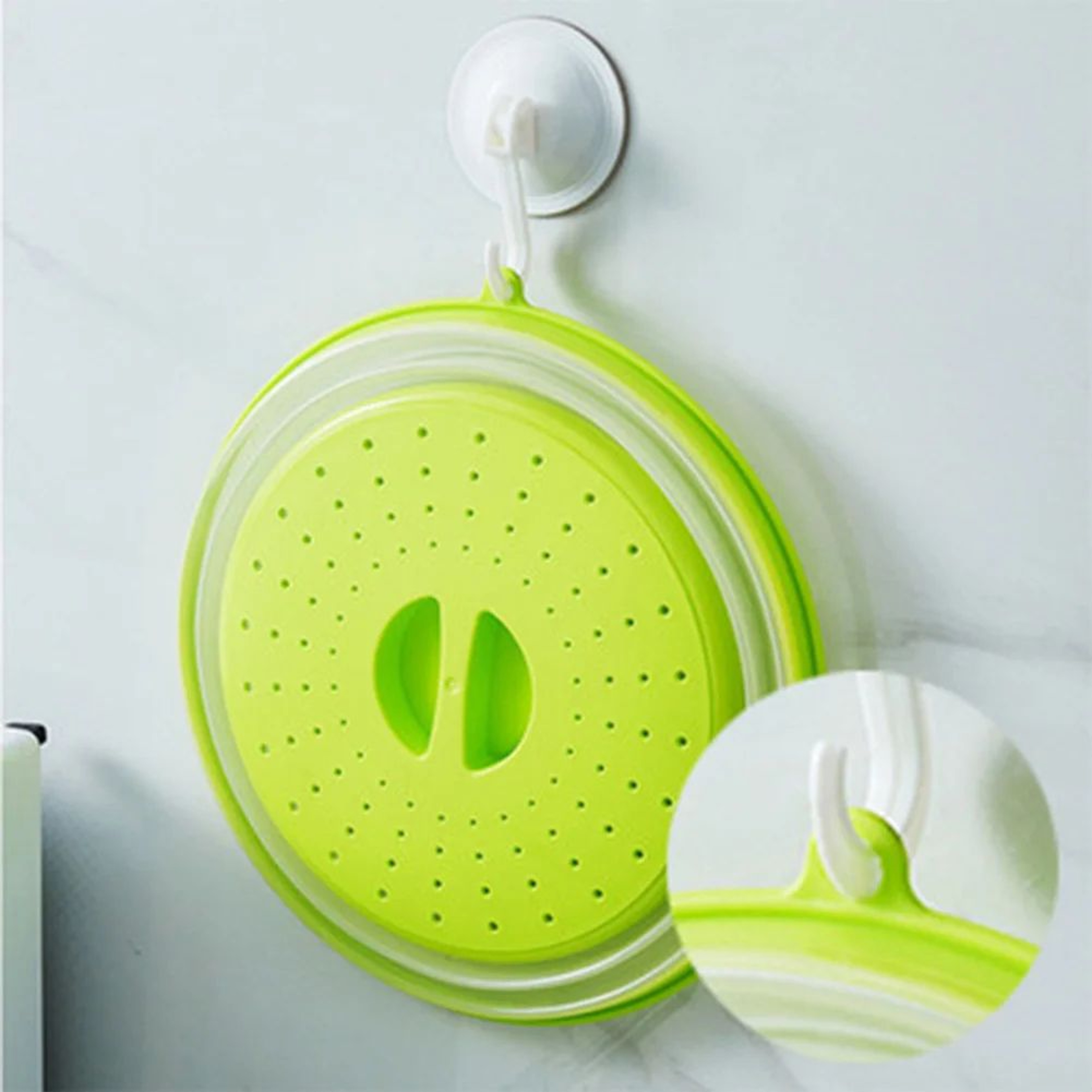 Foldable Silicone Microwave Splatter Cover With Storage Hook 2