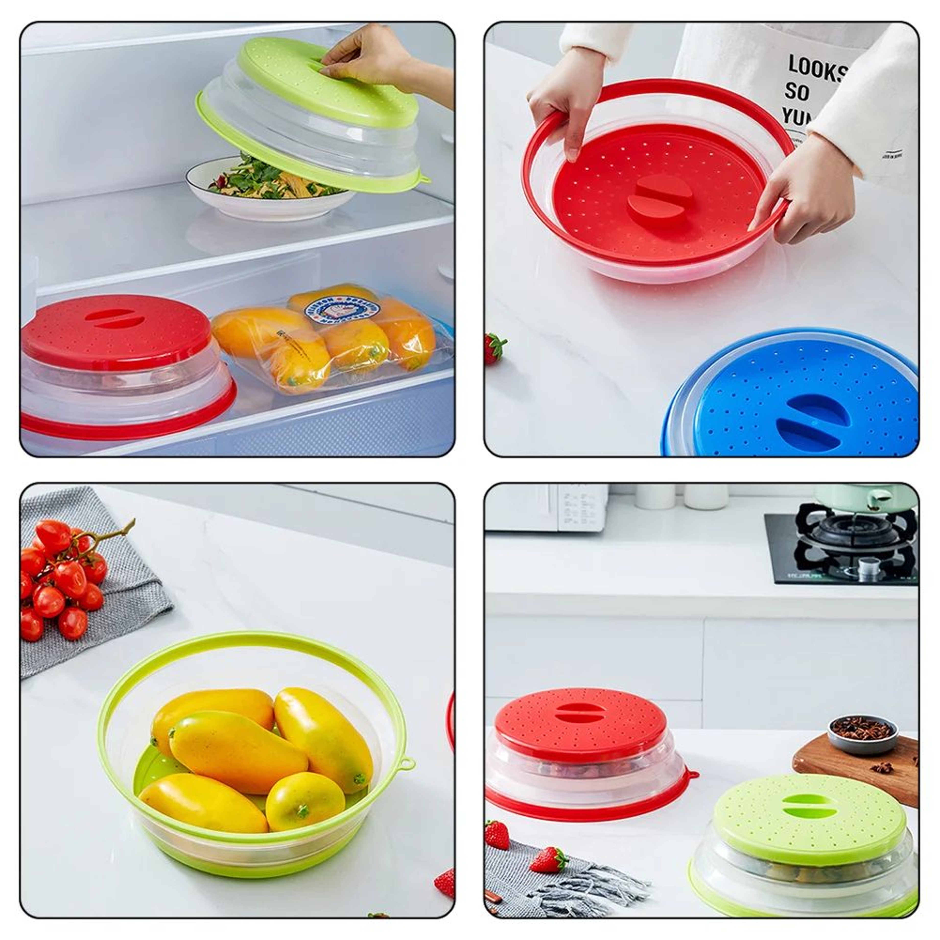 Foldable Silicone Microwave Splatter Cover With Storage Hook 3