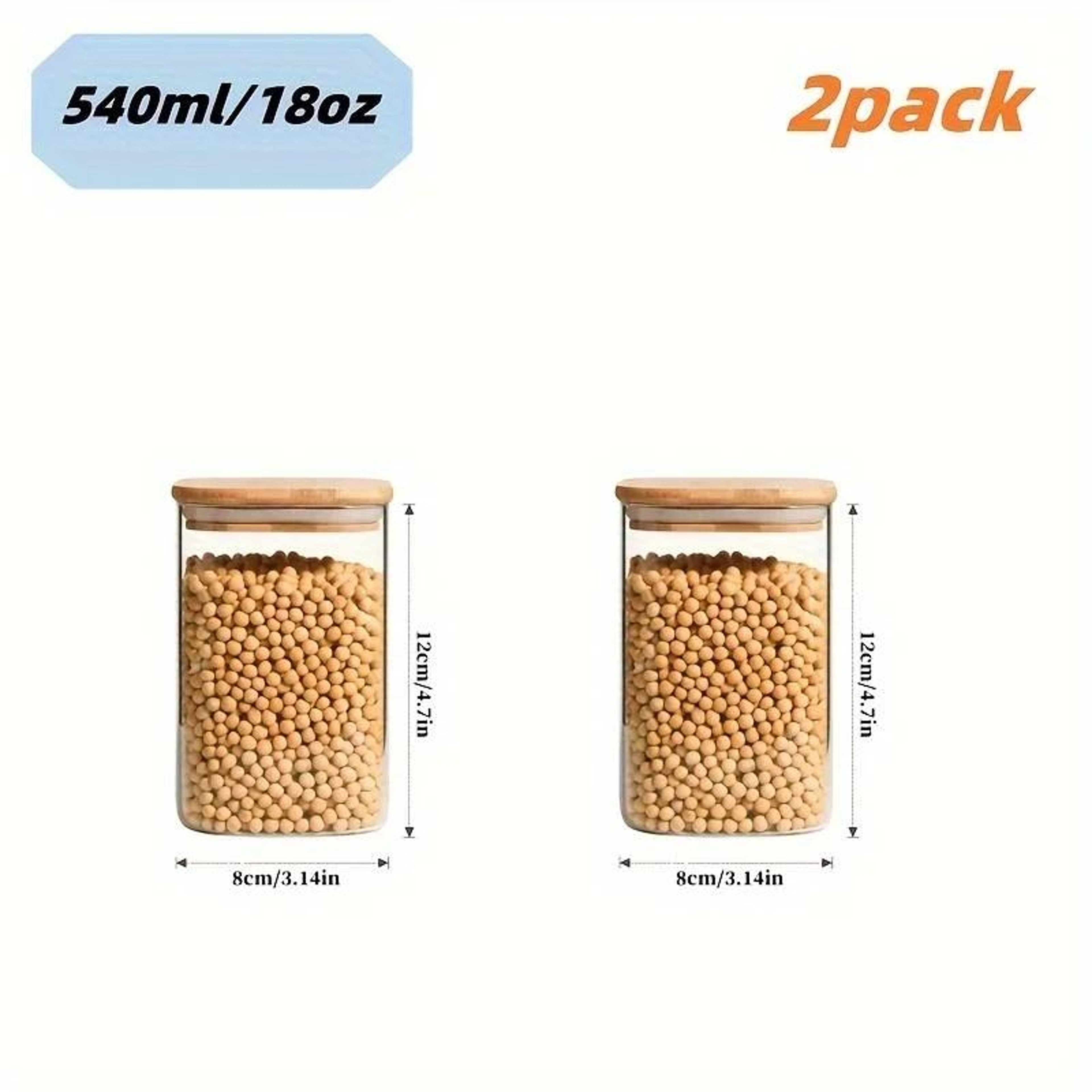 Square Glass Storage Jar Set With Bamboo Lids For Pantry Organization 6