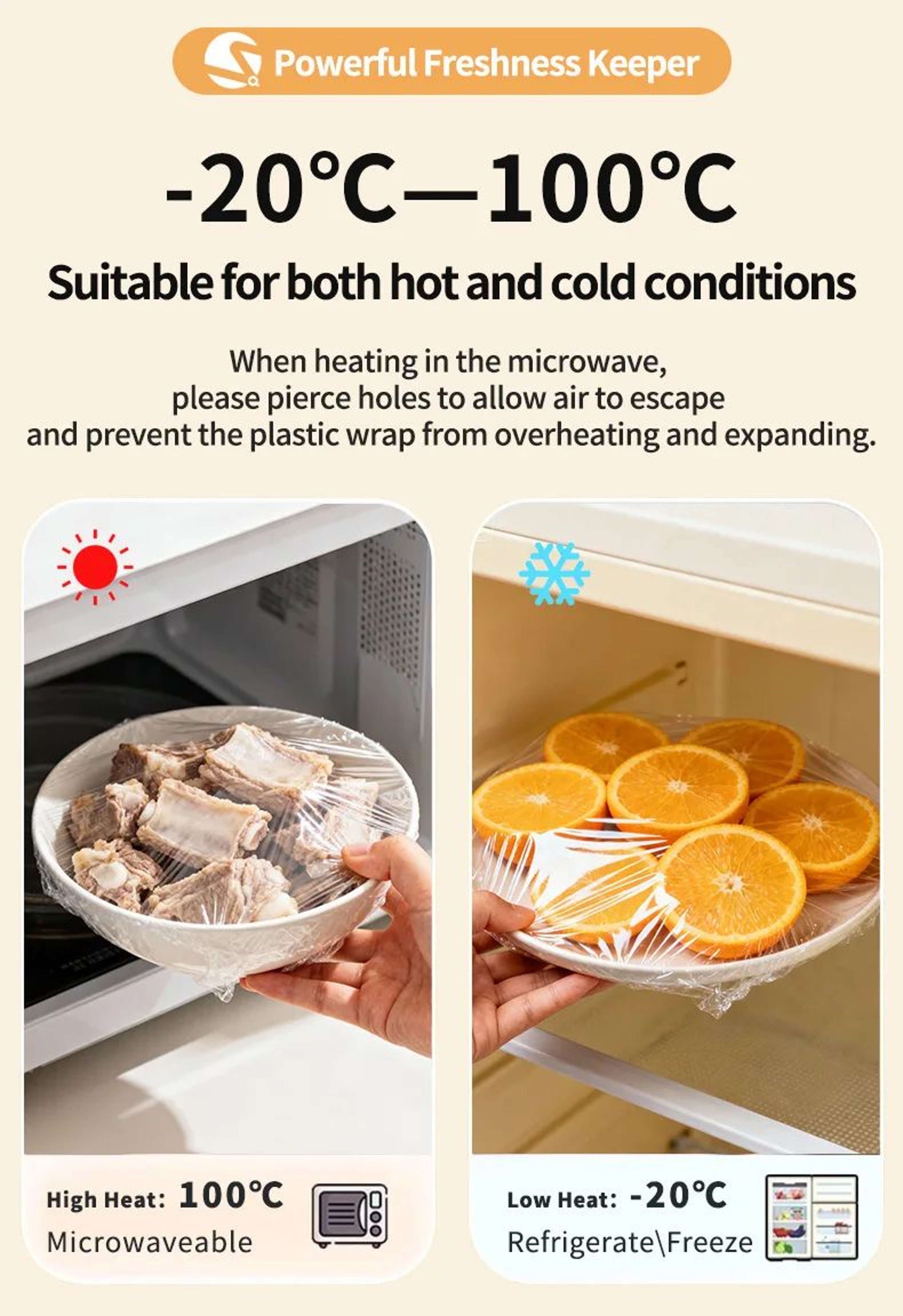 Disposable PE Cling Film Food Wrap Roll For Fresh Food Storage 8