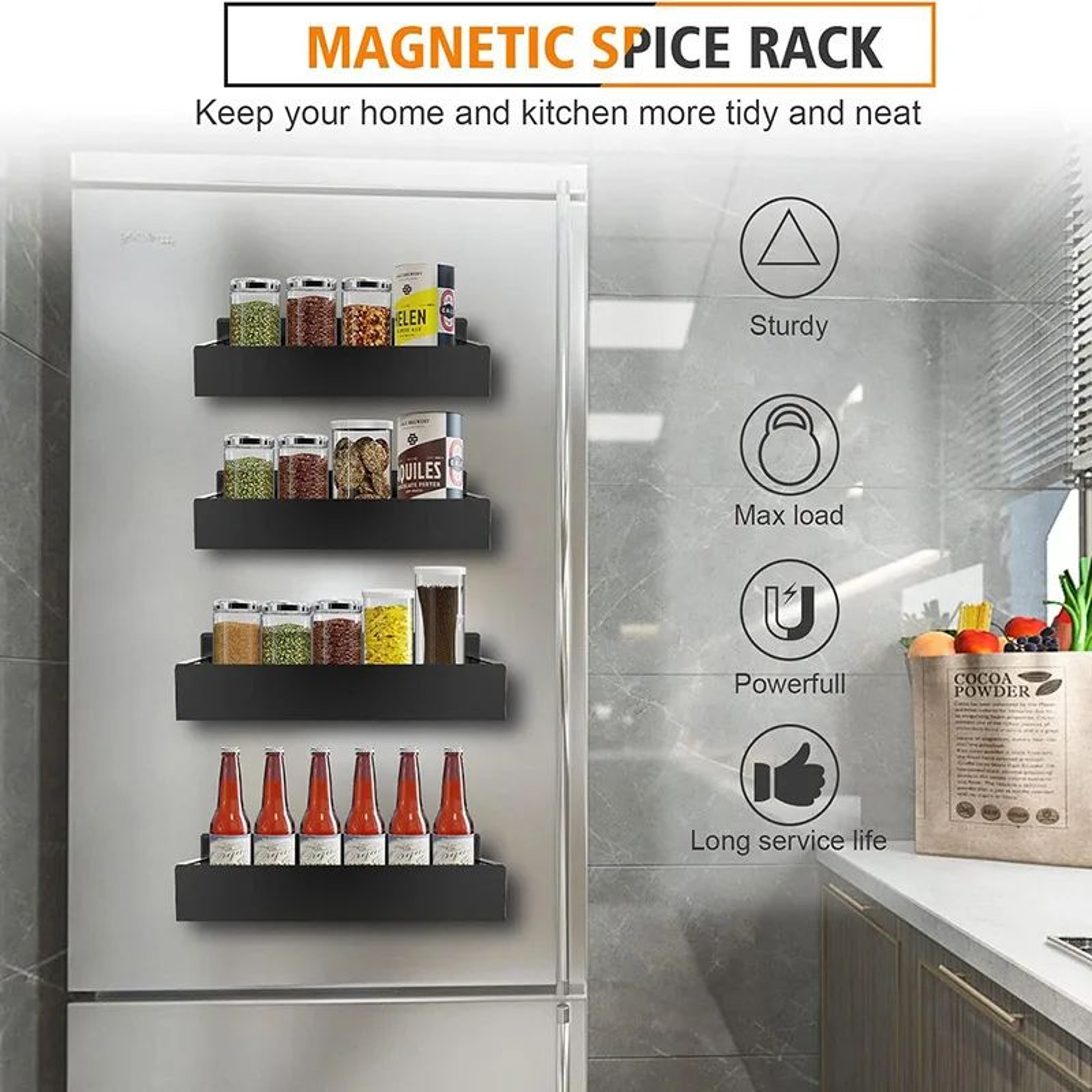 Magnetic Spice Storage Rack For Refrigerator And Oven Organization 4