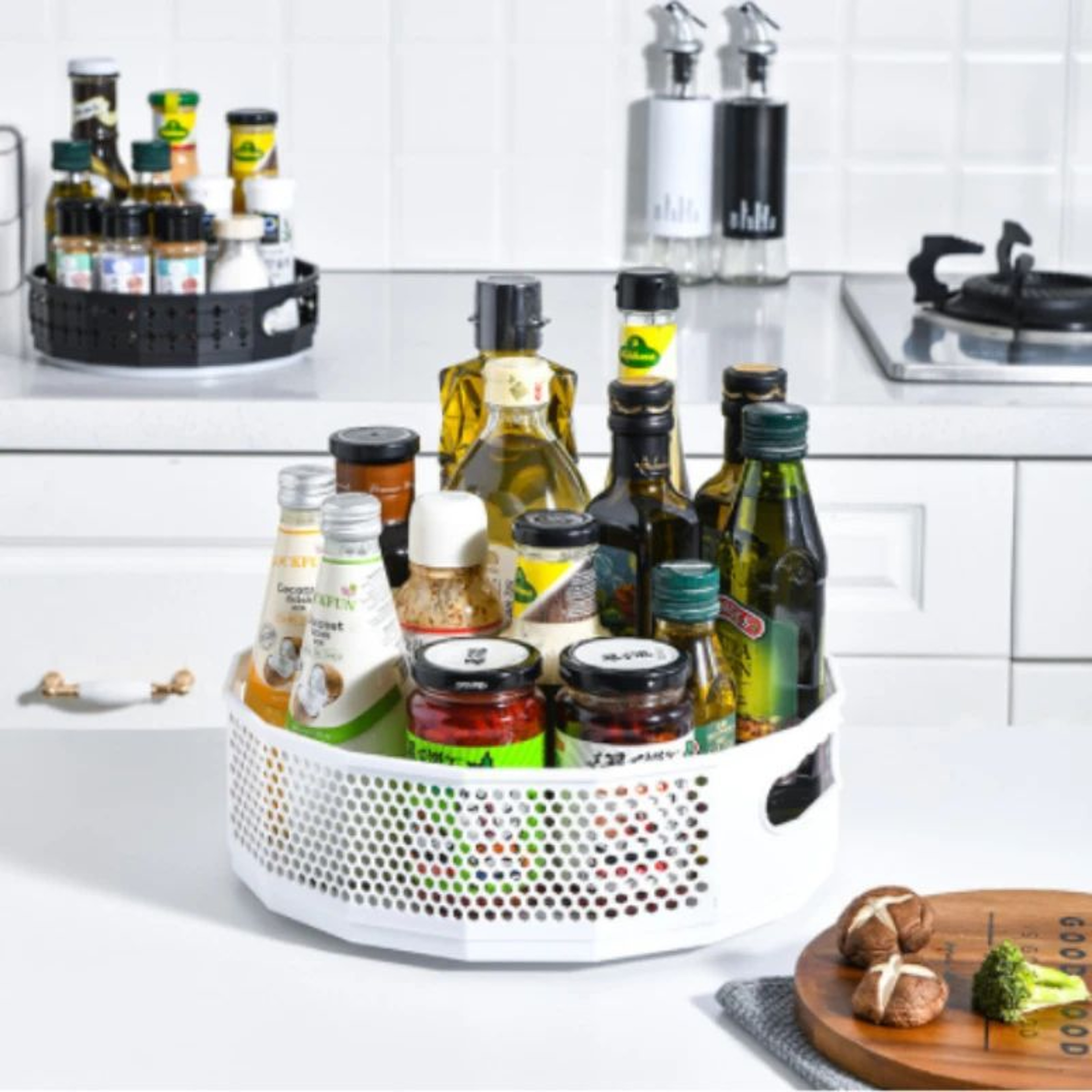 360 Rotating Spice Rack Organizer Kitchen Storage Tray 4