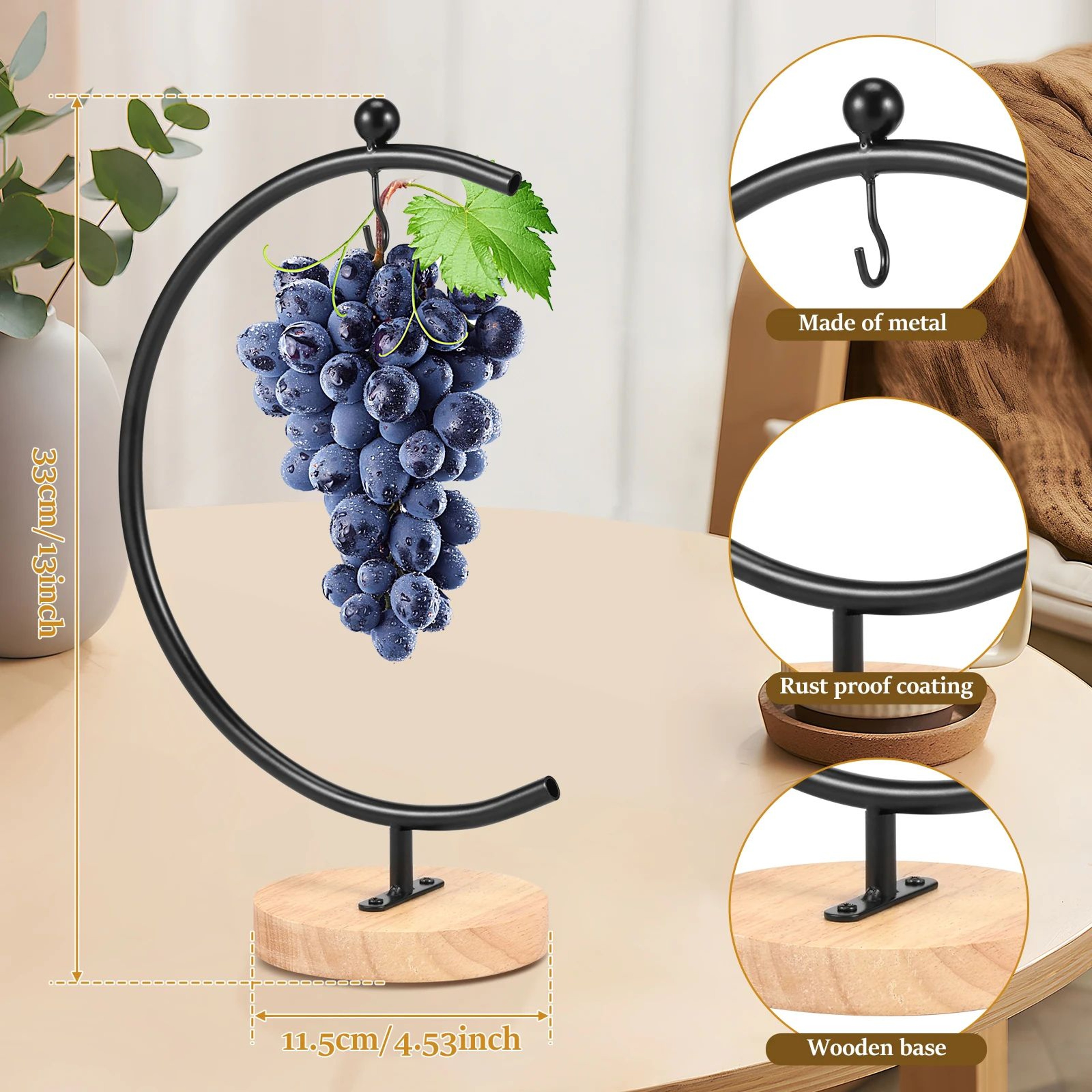 Moon Shape Banana Holder Countertop Fruit Storage Rack 3