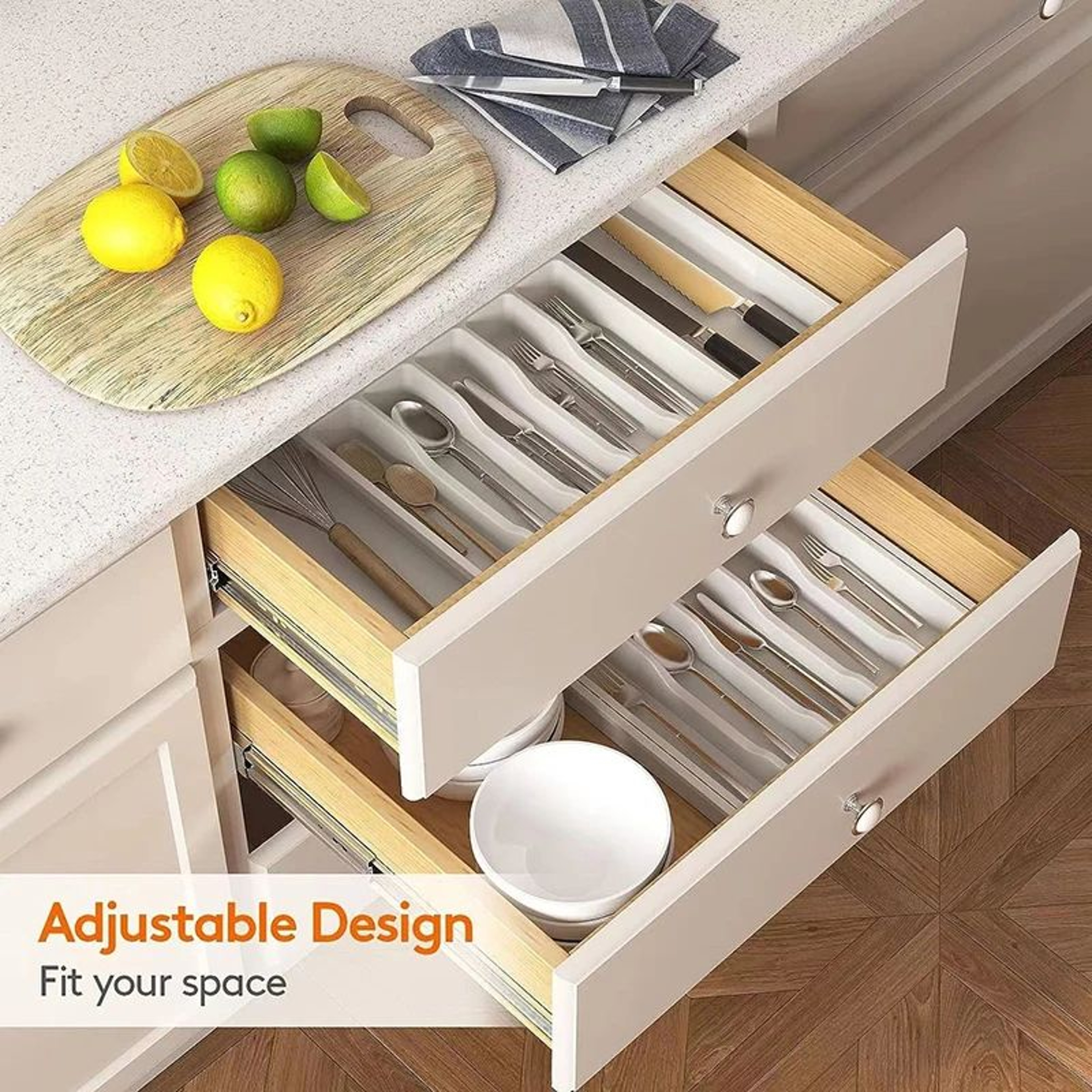 Expandable Utensil Tray Adjustable Cutlery Drawer Organizer 4