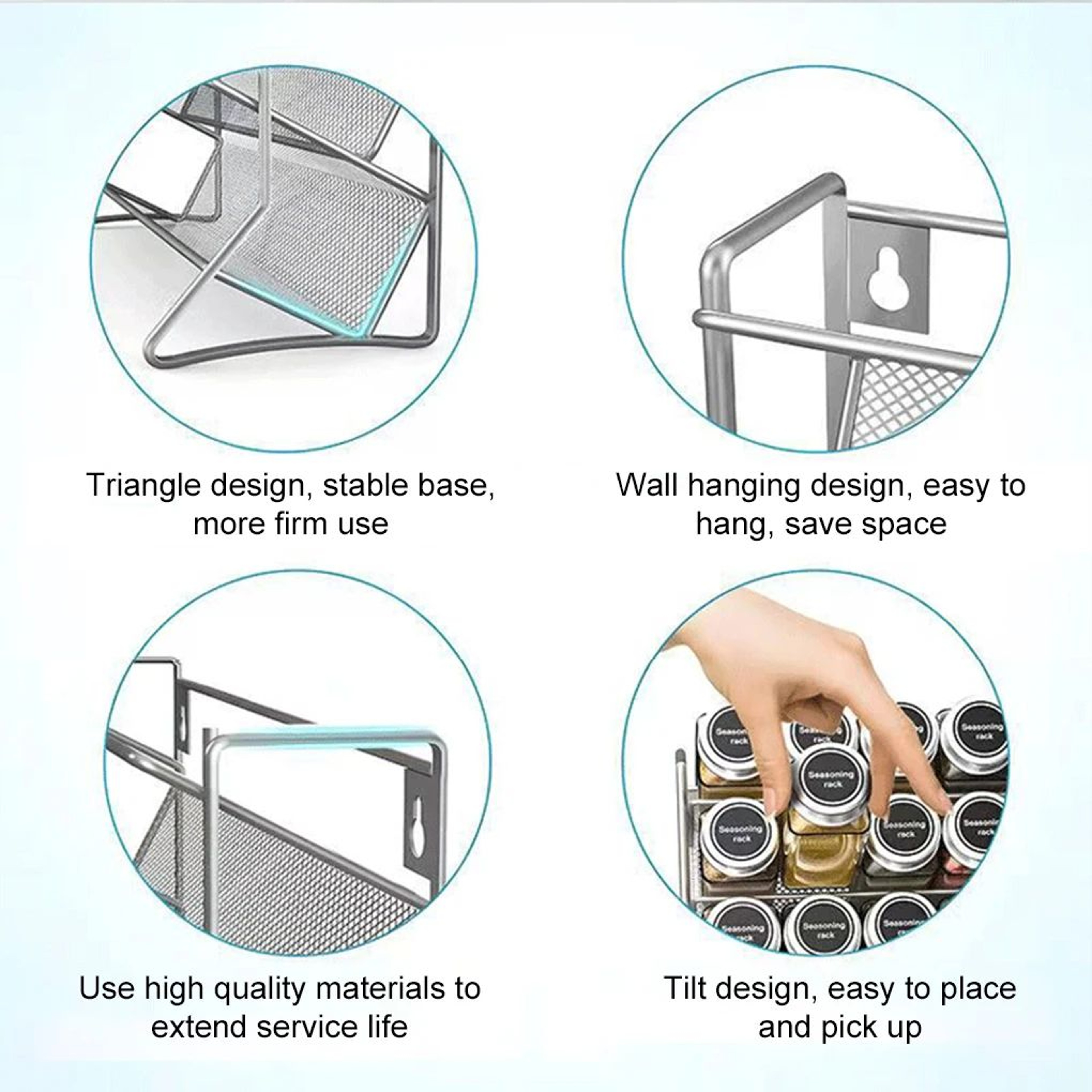 4 Tier Wall Mounted Spice Rack Organizer 3