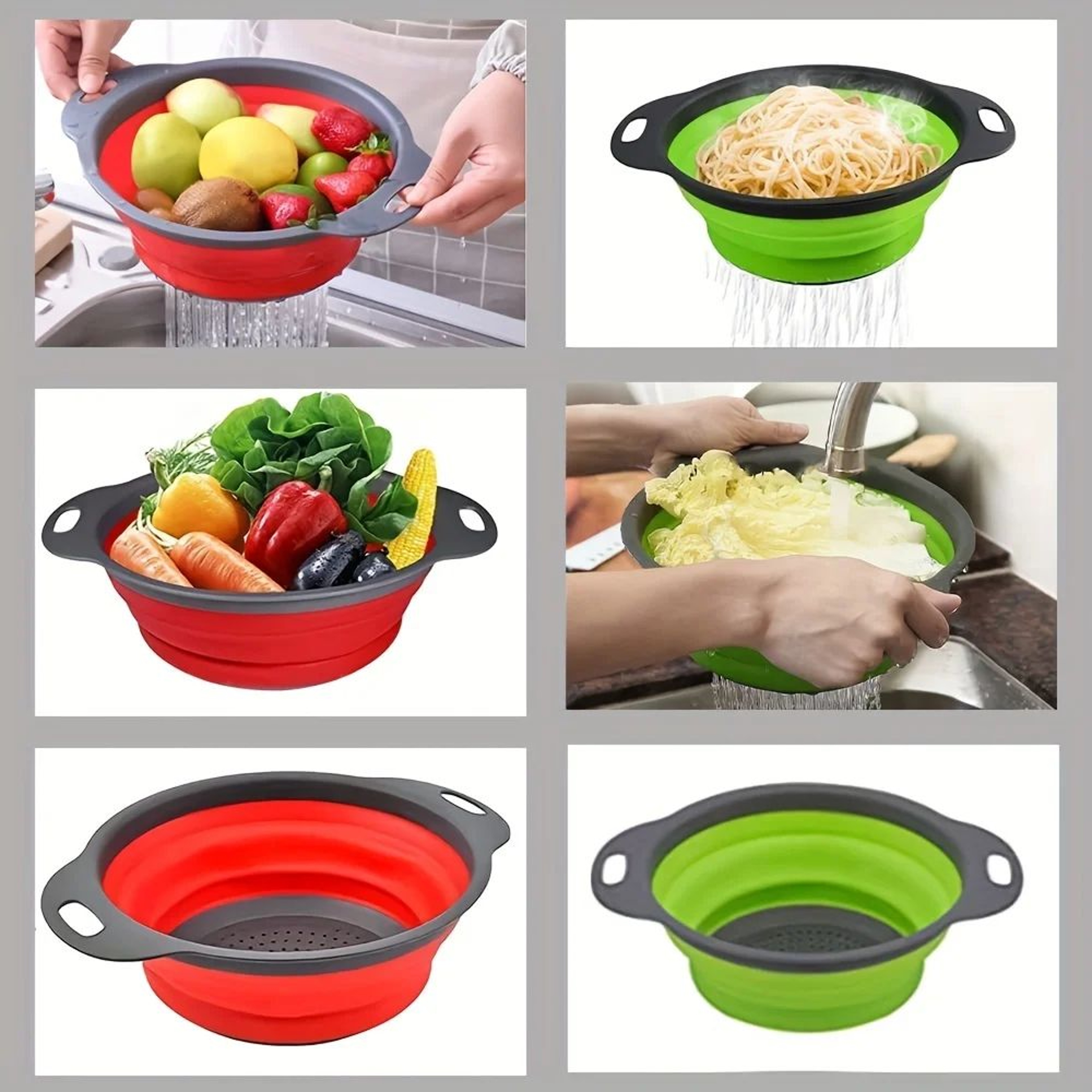 Foldable Silicone Fruit And Vegetable Drain Basket 1