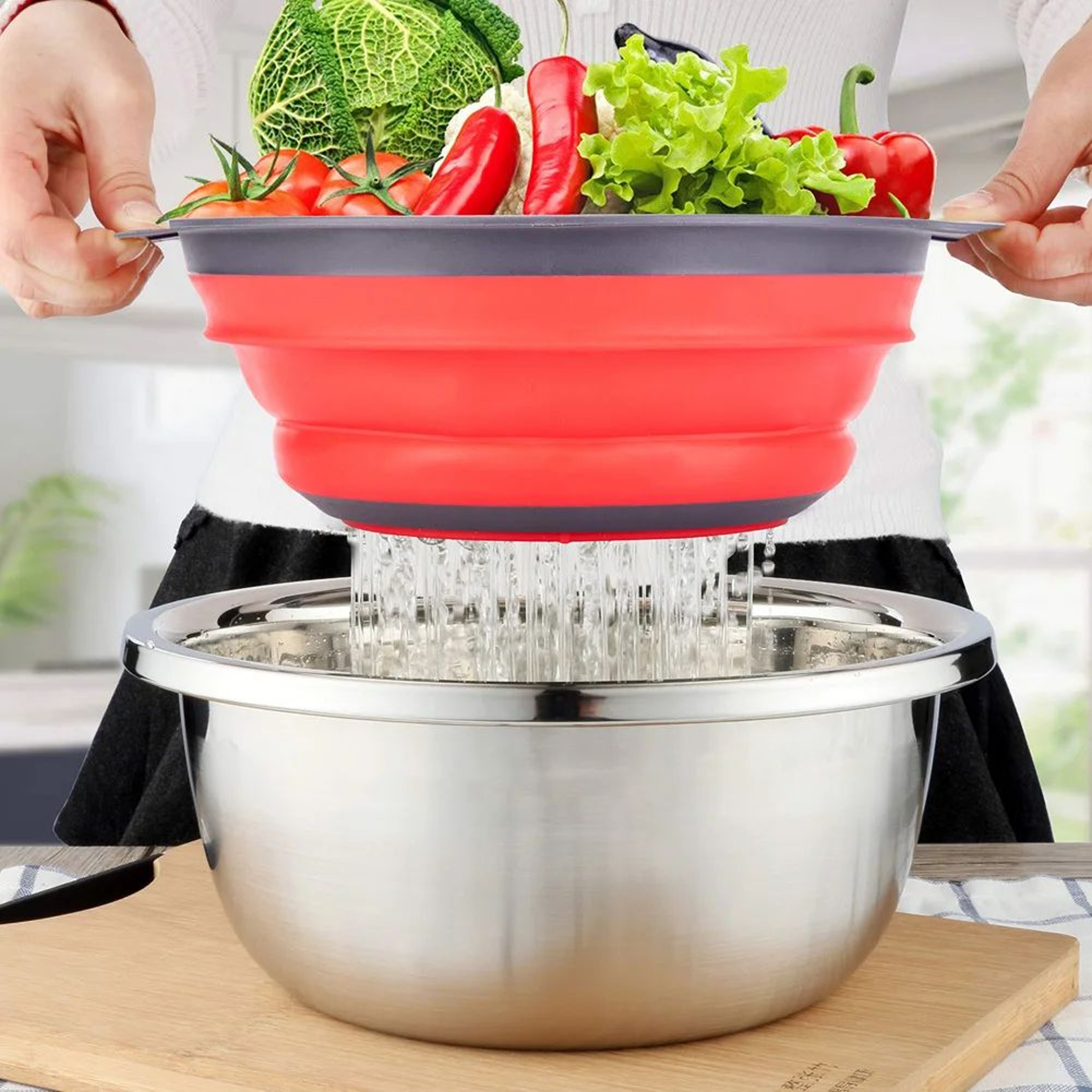 Foldable Silicone Fruit And Vegetable Drain Basket 9