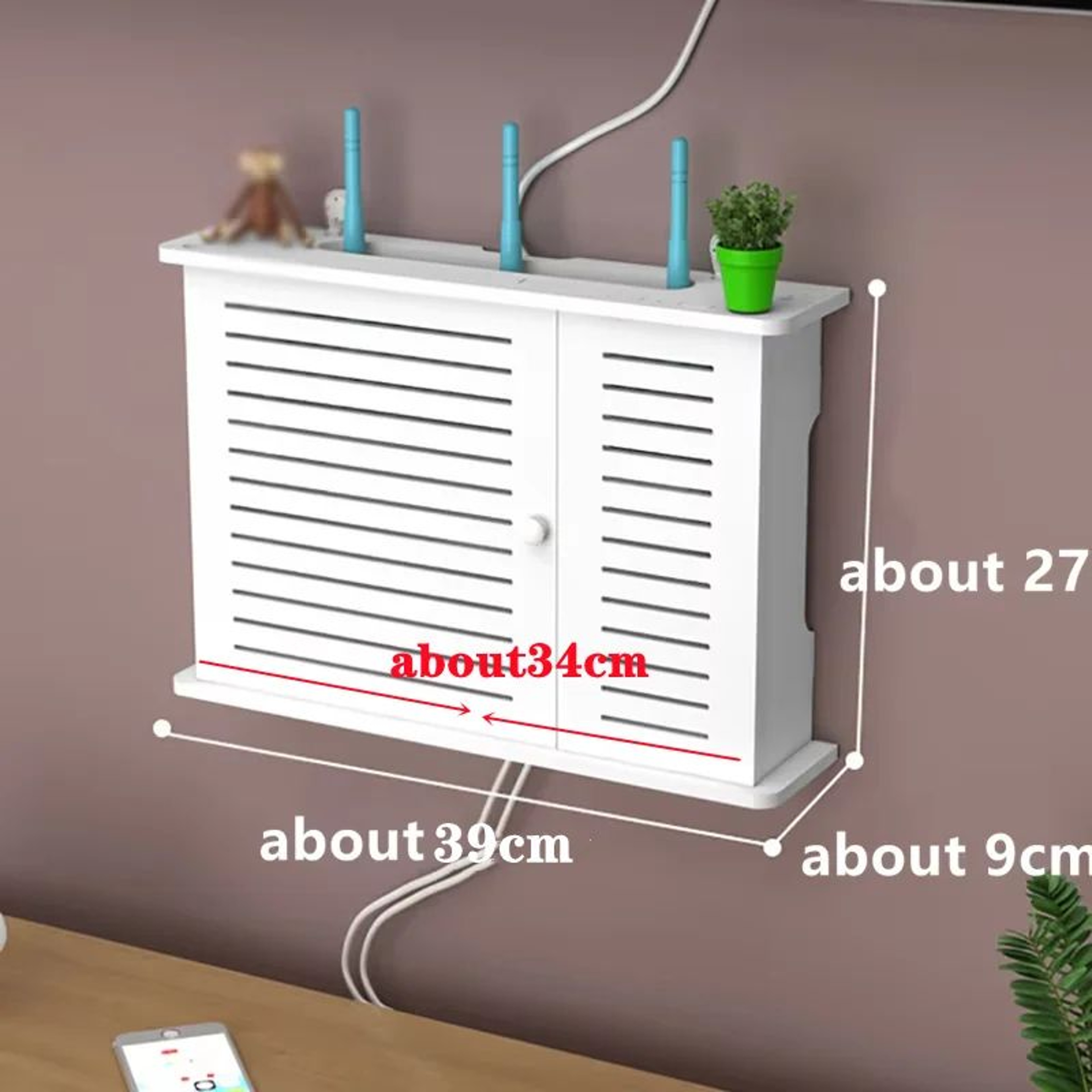 Wall Mounted WiFi Router Storage Shelf Cable Organizer Box 0
