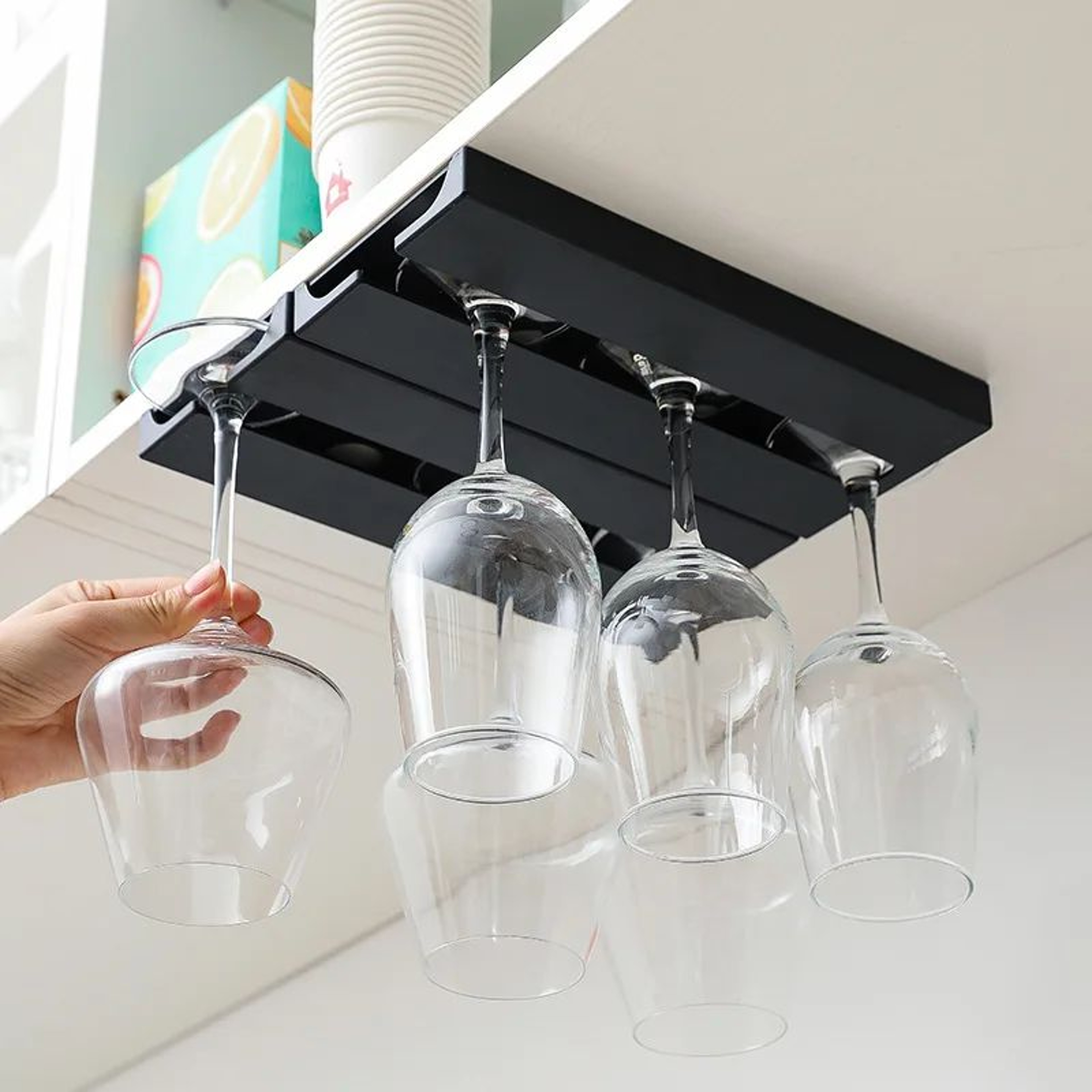 Hanging Wine Glass Rack Under Cabinet Stemware Holder 2