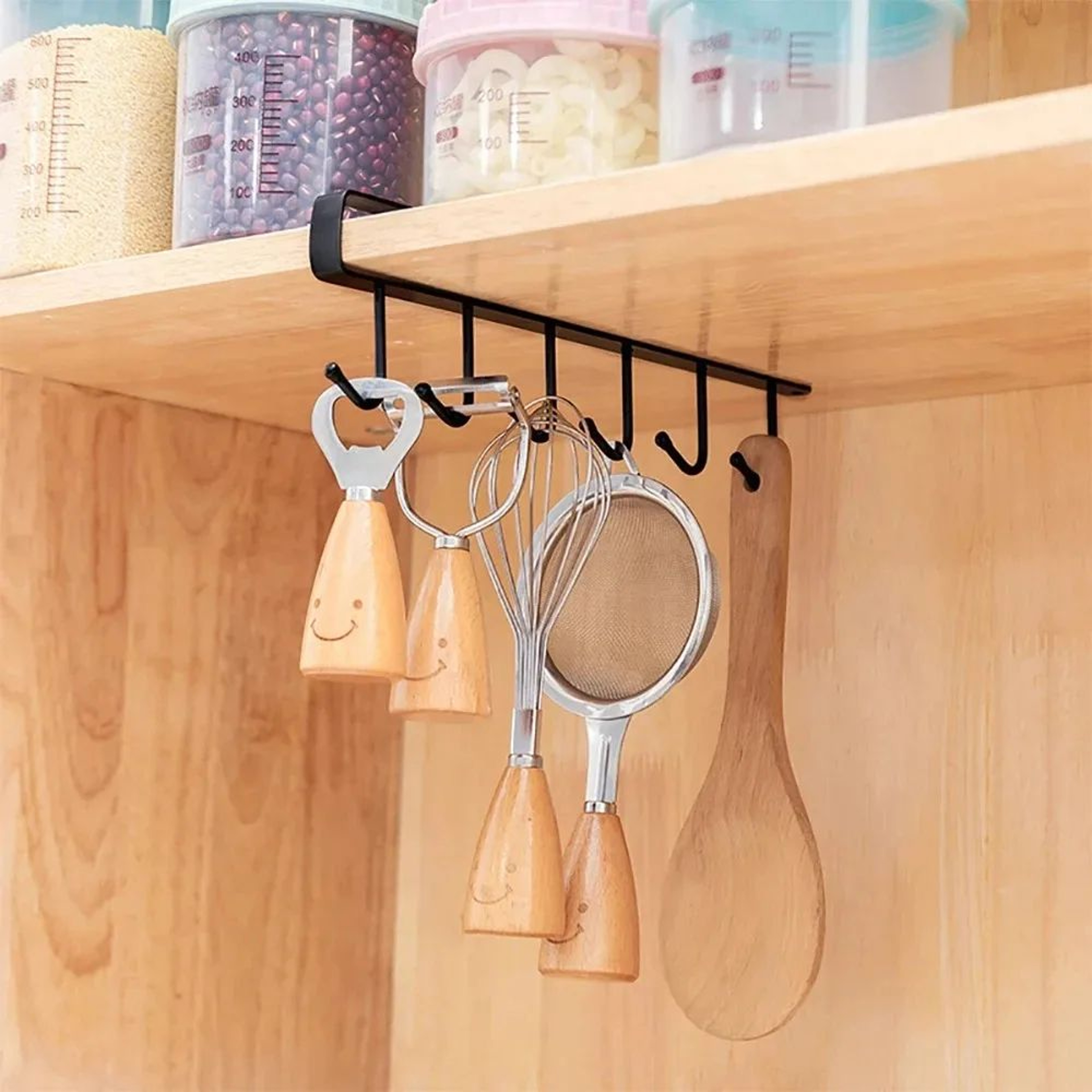 6 Hook Under Cabinet Coffee Mug Holder Rack 1