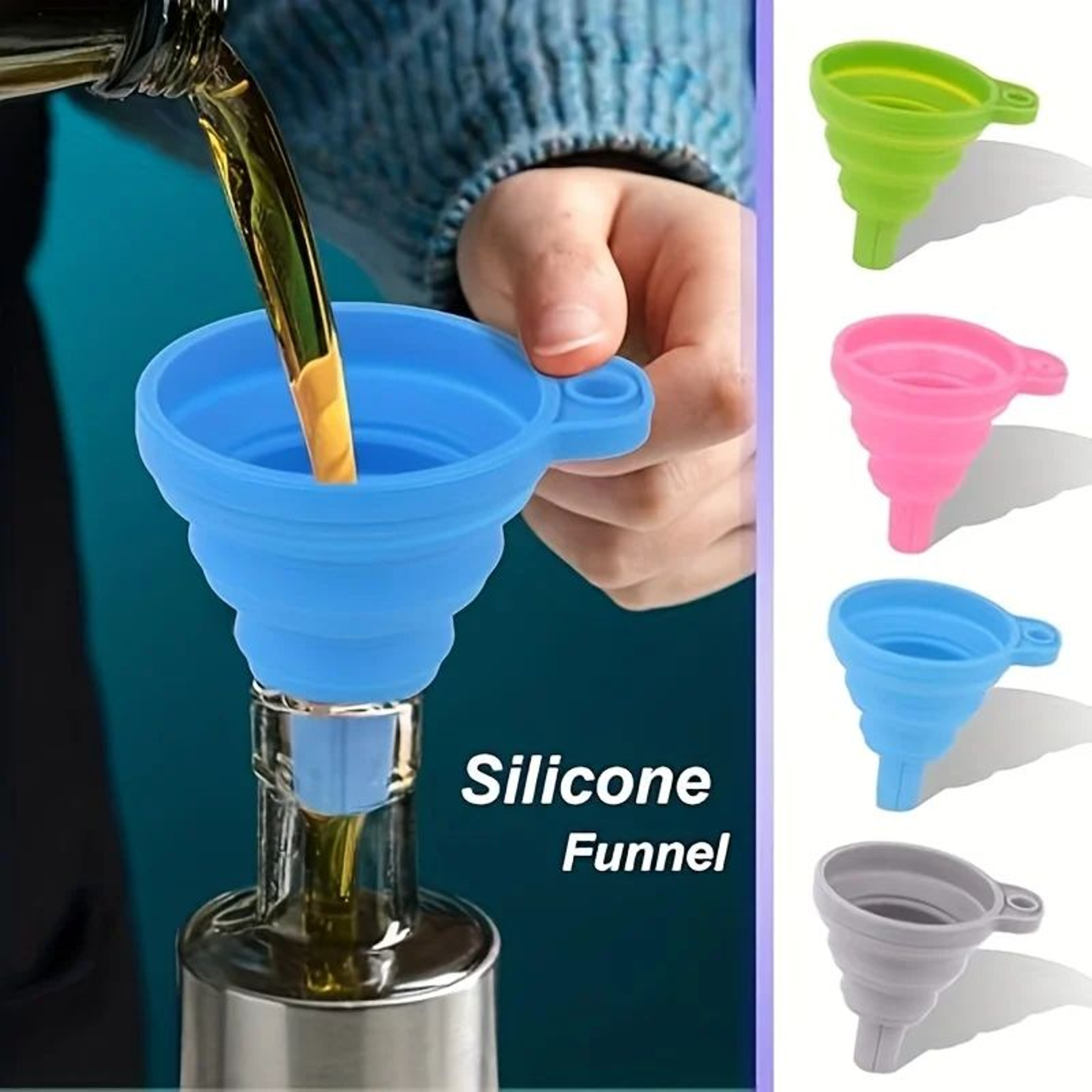 Collapsible Silicone Mini Funnel For Fuel And Liquids 3