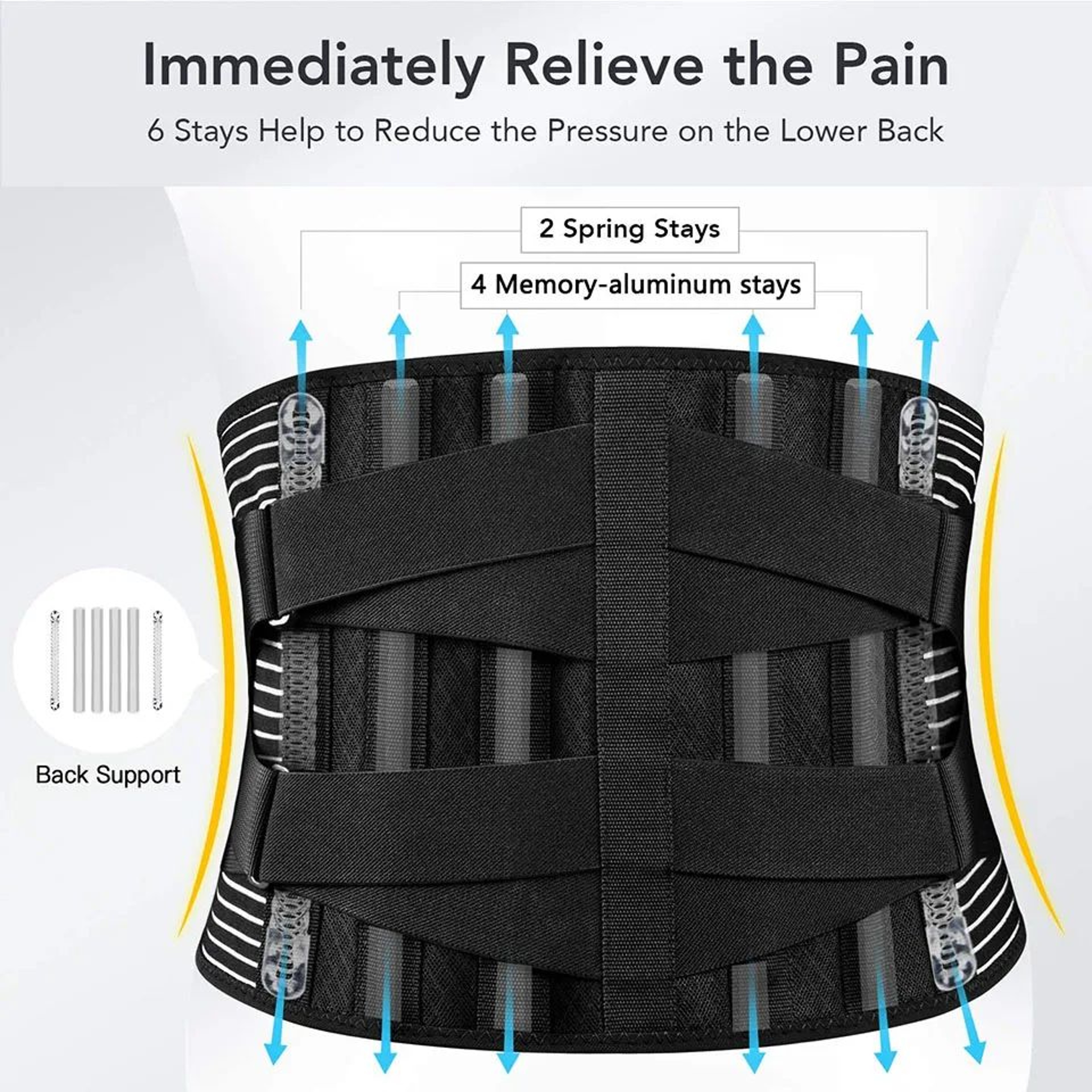 AOLIKES Lower Back Brace With 6 Support Stays 7