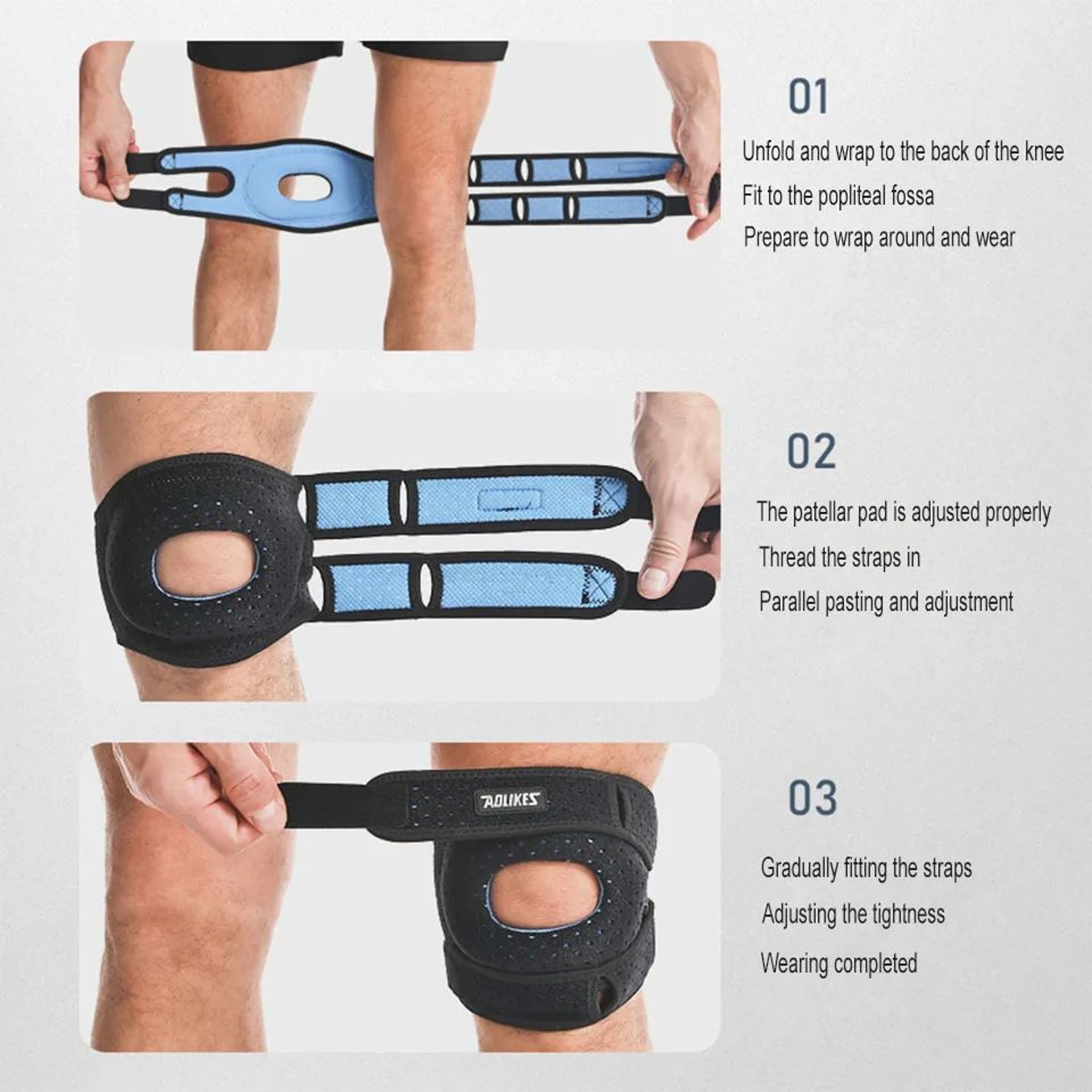 AOLIKES Patella Knee Support Strap With Gel Pad For Sports And Daily Use 3